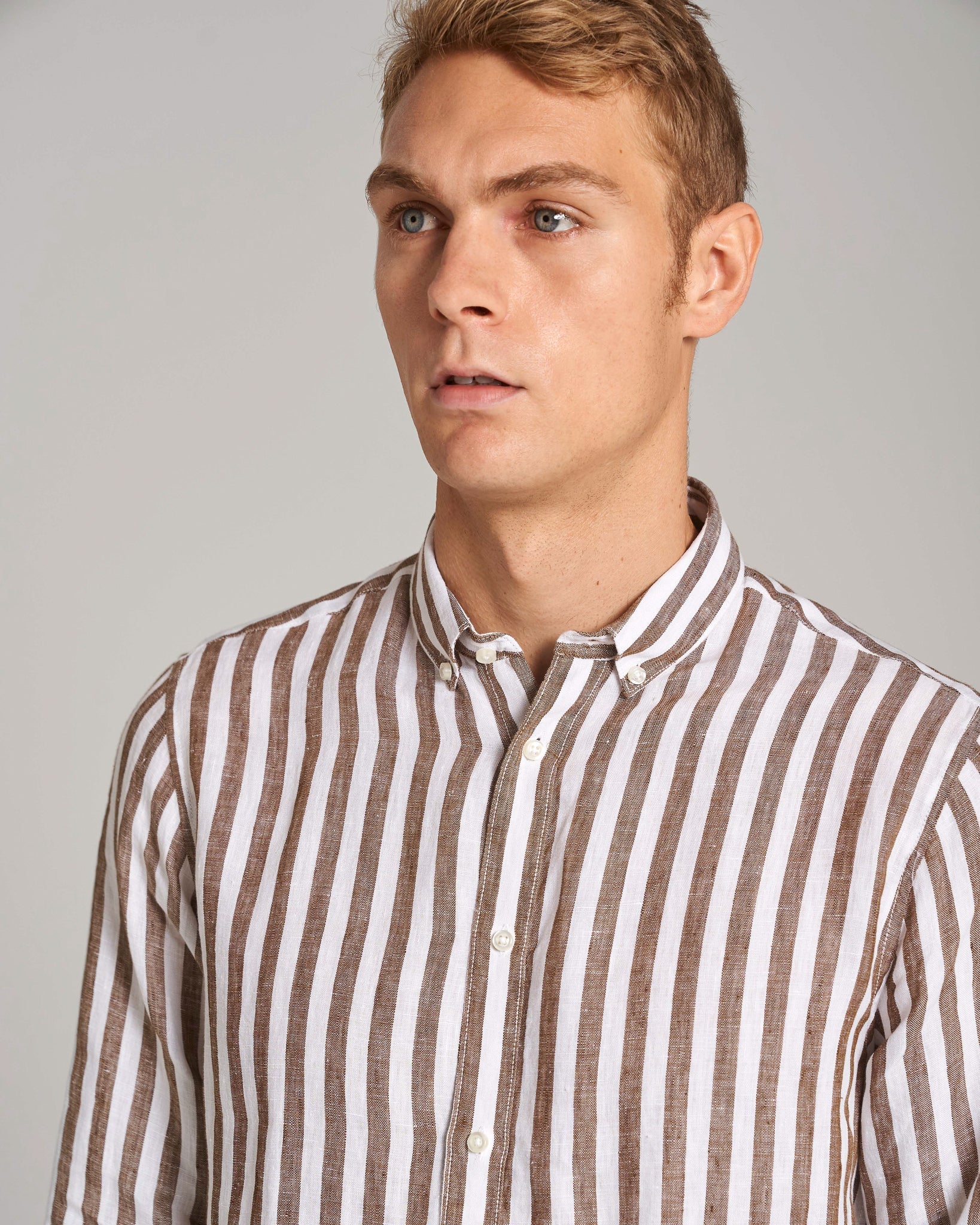 BS Esteban Casual Modern Fit Skjorta - Ockra/Vit