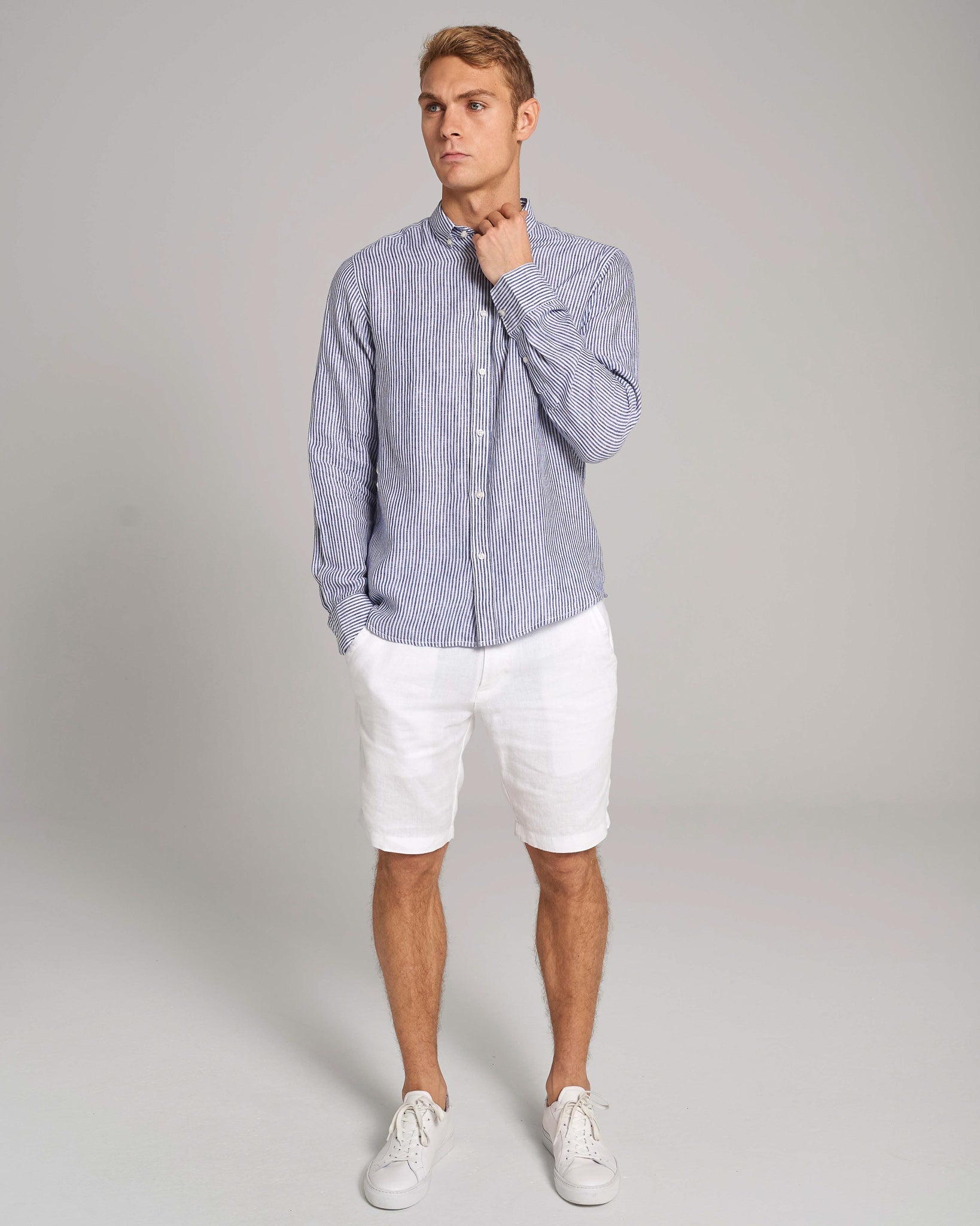 BS Valtteri Casual Modern Fit Skjorta - Navy/White