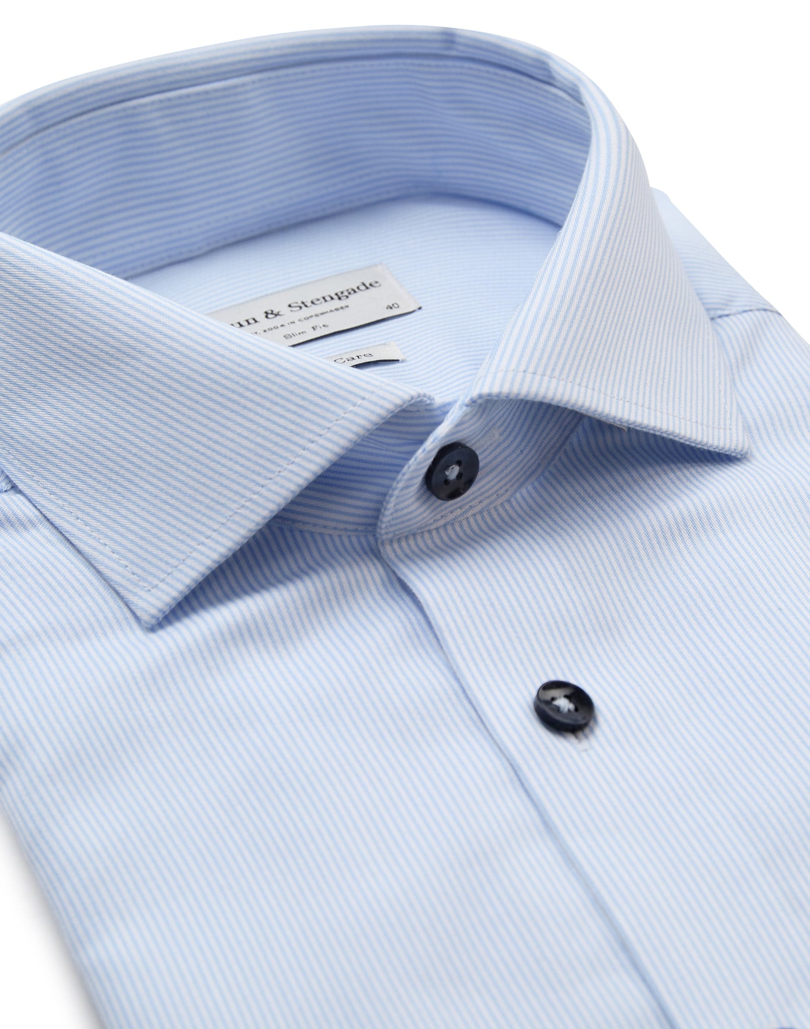 BS Woodson Slim Fit-skjorta - Ljusblå/Vit