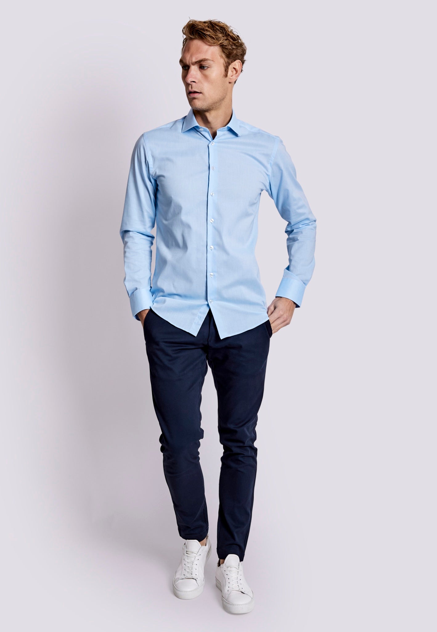 BS Giggs Modern Fit Skjorta - Ljusblå