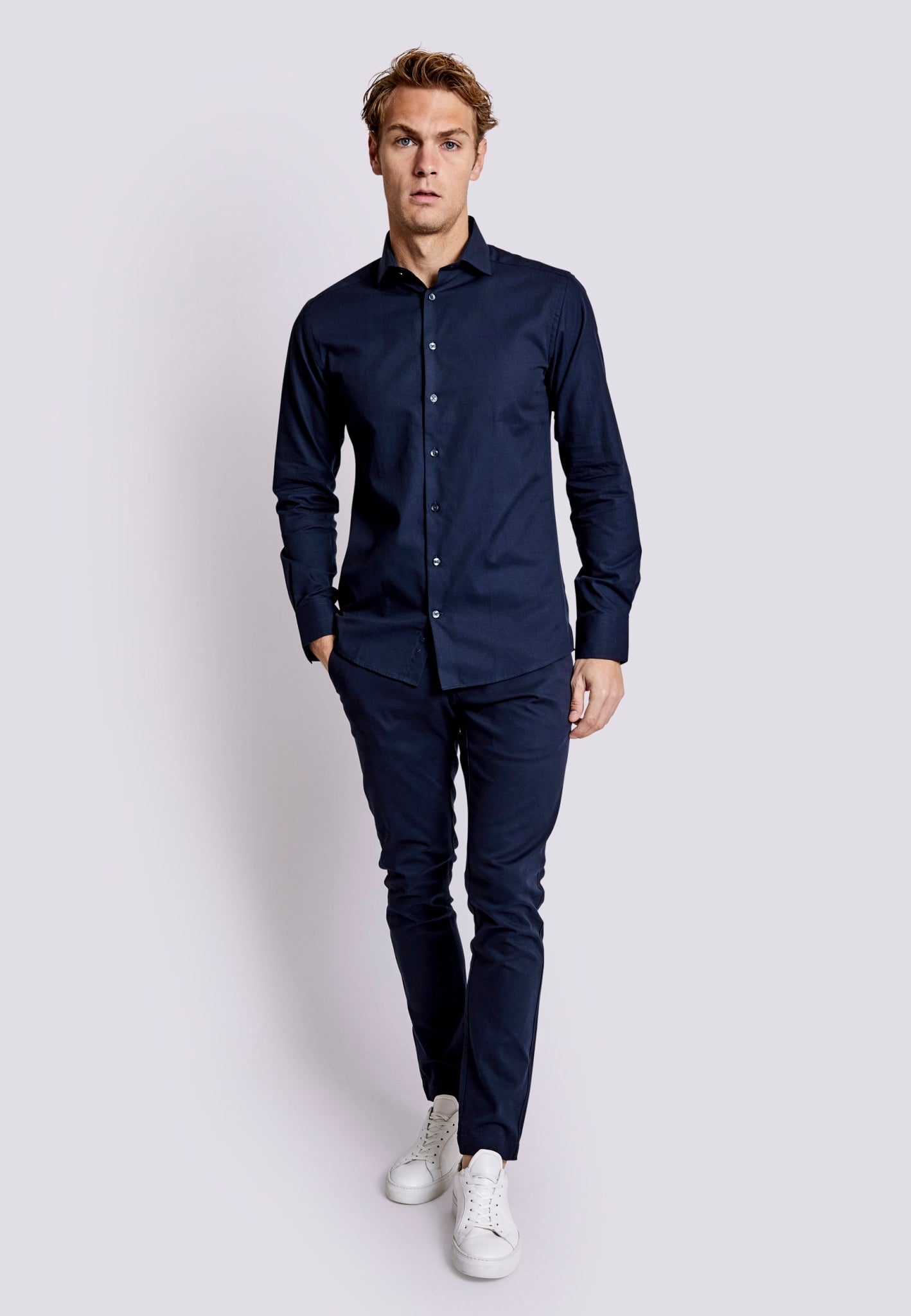 BS Falcao Modern Fit Skjorta - Marinblå