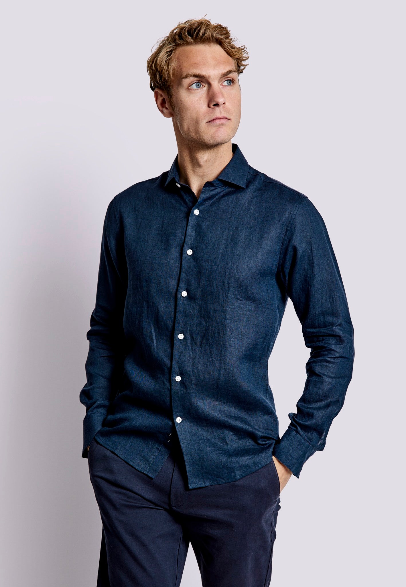 BS Sevilla Casual Slim Fit Skjorta - Marinblå