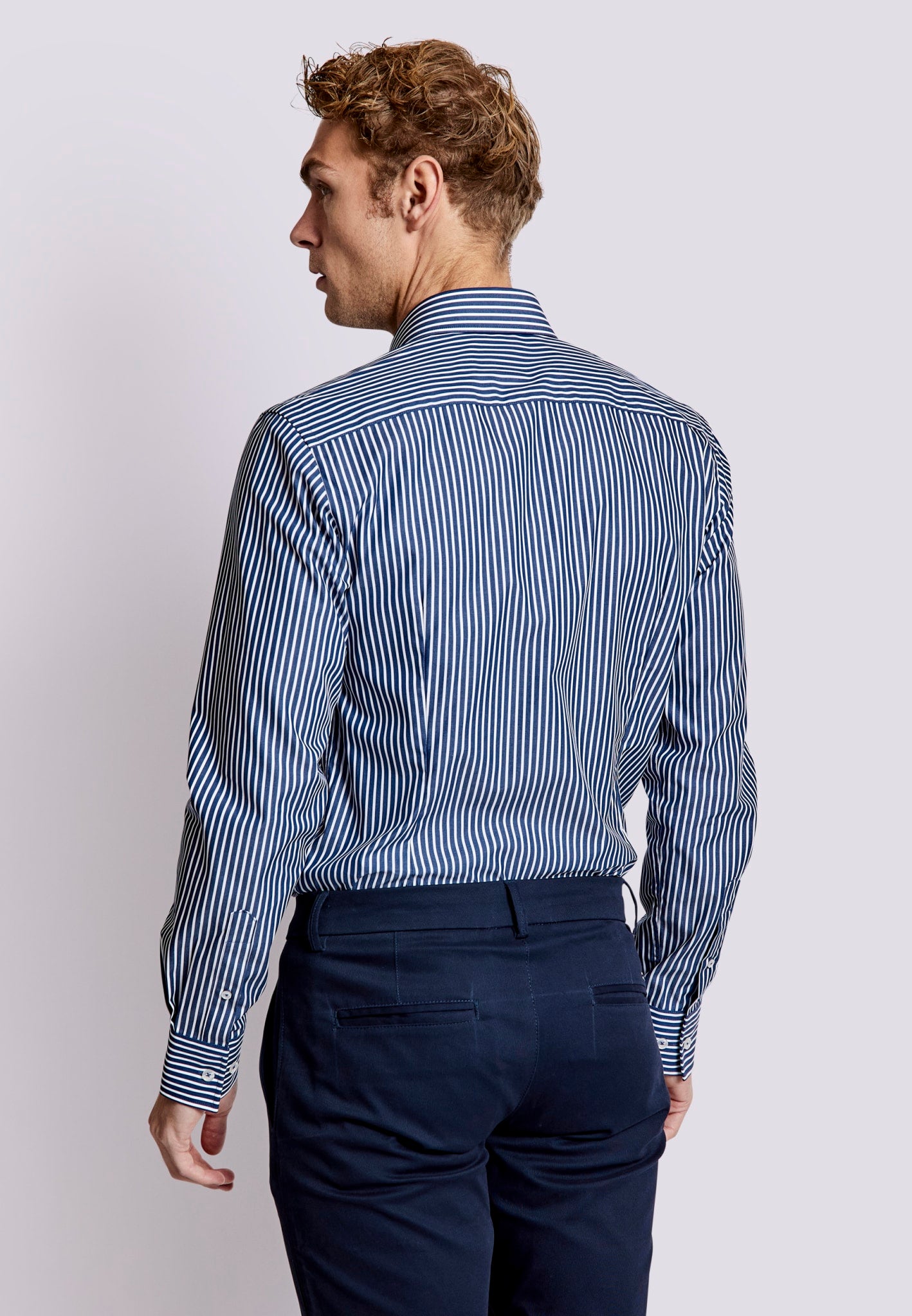BS Rangnick Modern Fit Skjorta - Dark Blue/White