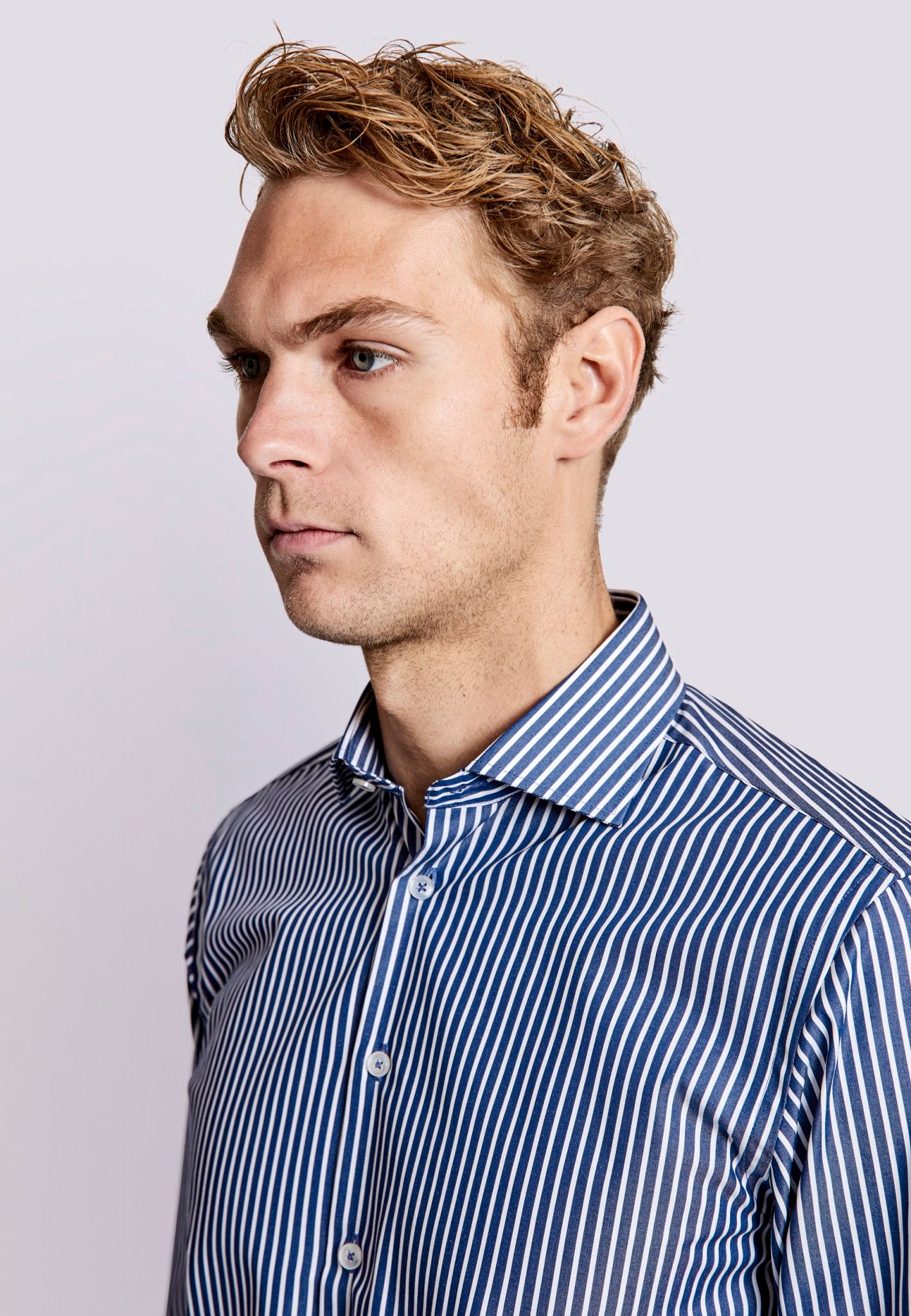 BS Rangnick Modern Fit Skjorta - Dark Blue/White