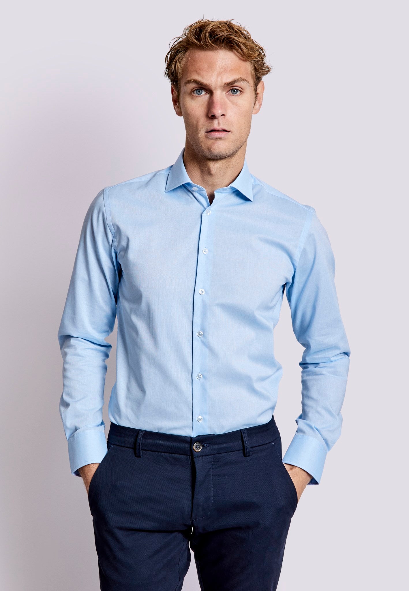 BS Giggs Modern Fit Skjorta - Ljusblå