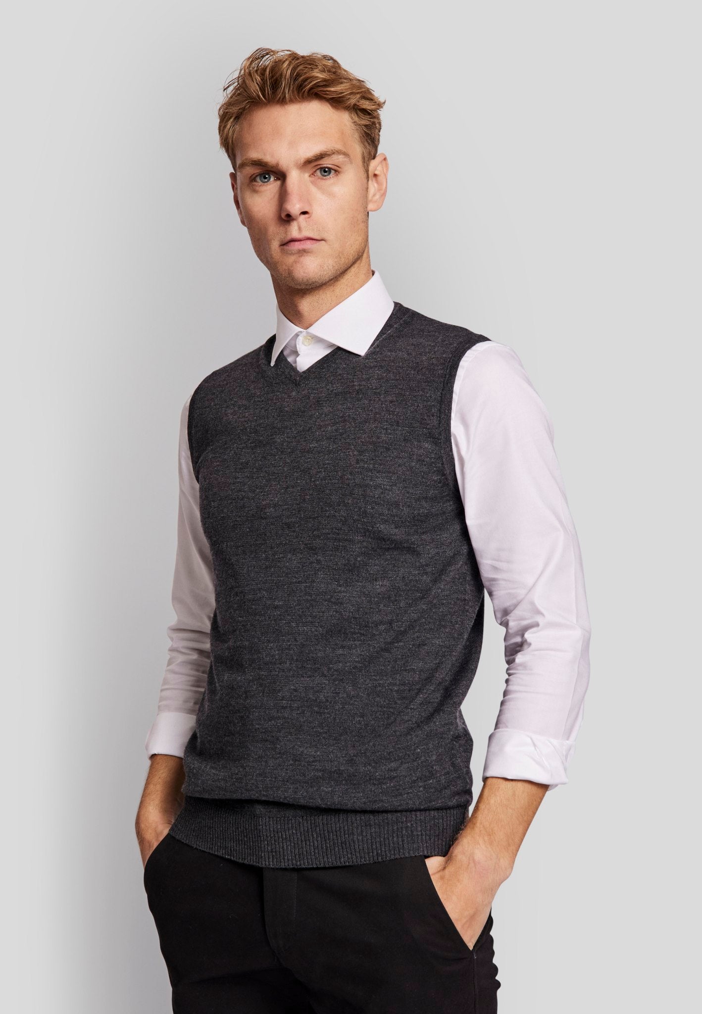 BS Merkur regular fit Stickad tröja - Grey