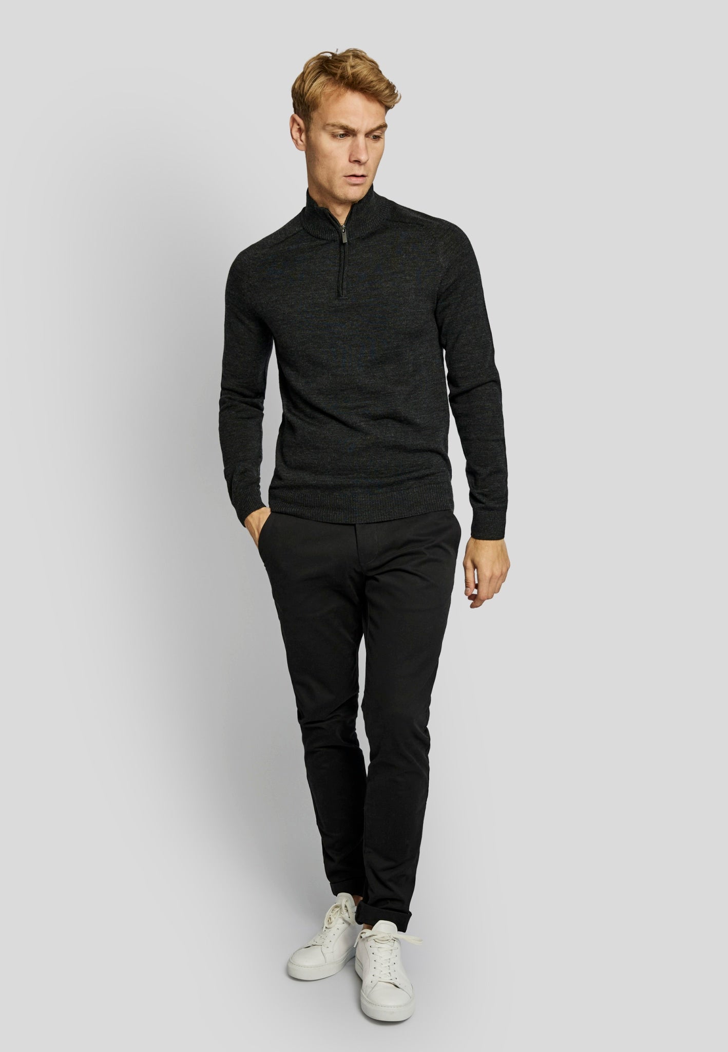 BS Pelle regular fit Stickad tröja - Charcoal