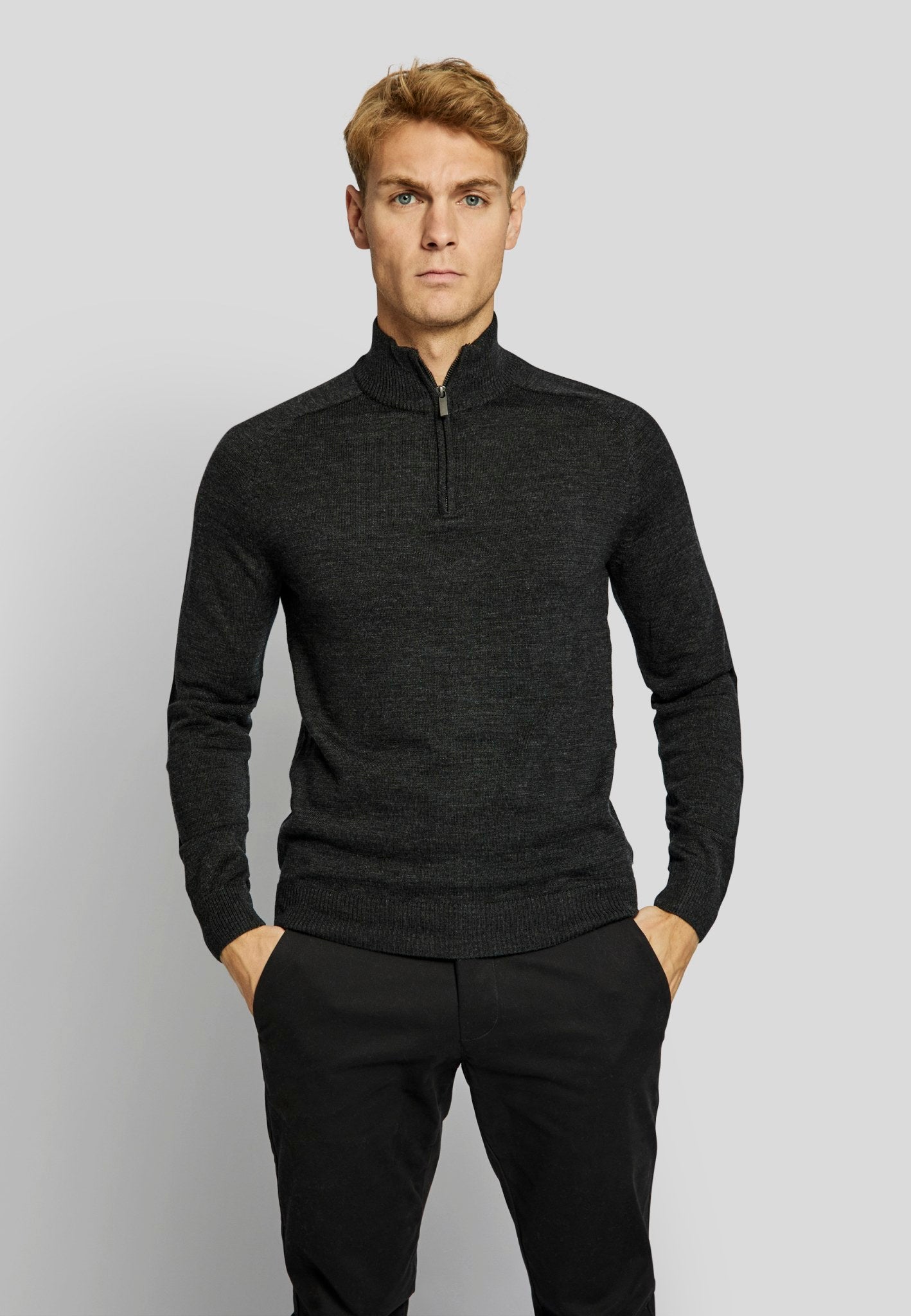 BS Pelle regular fit Stickad tröja - Charcoal