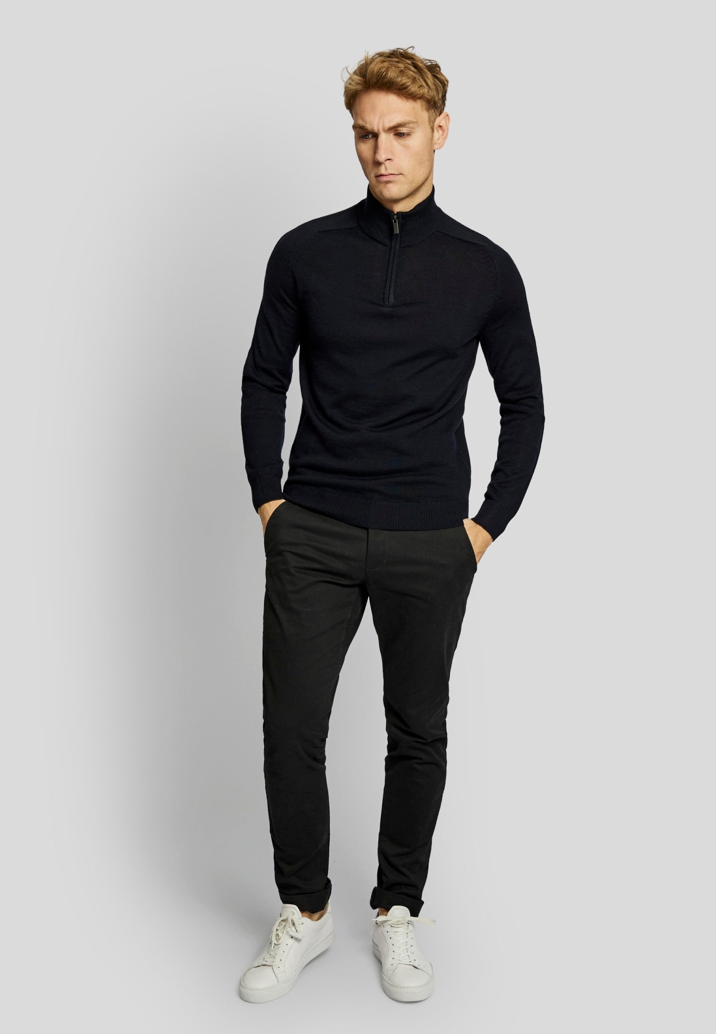 BS Pelle regular fit Stickad tröja - Marinblå