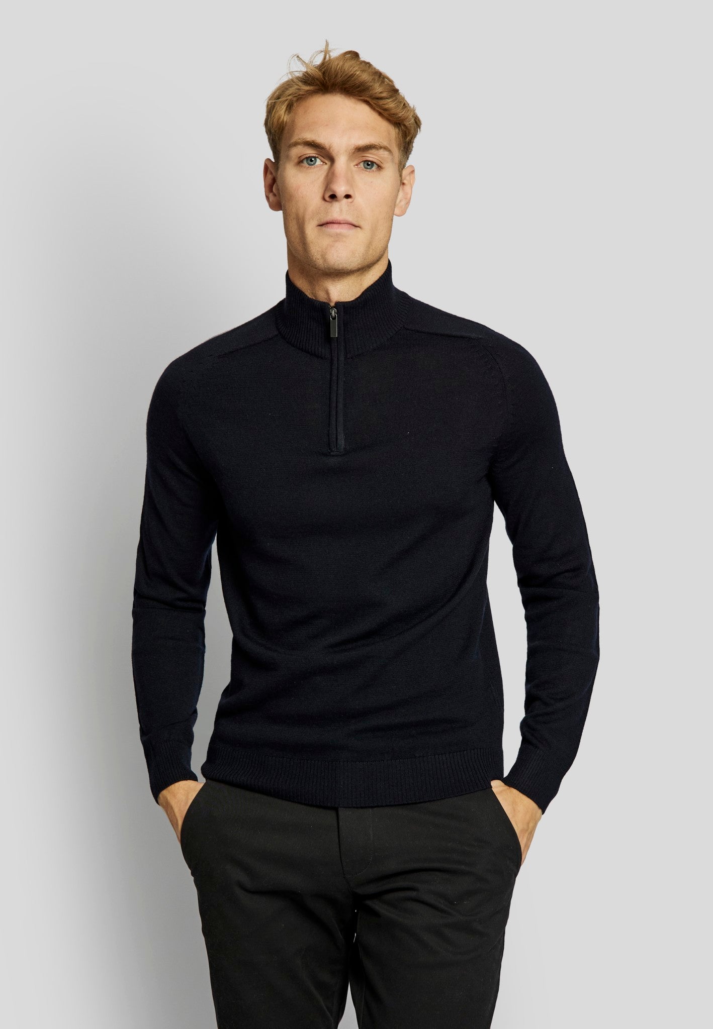 BS Pelle regular fit Stickad tröja - Marinblå