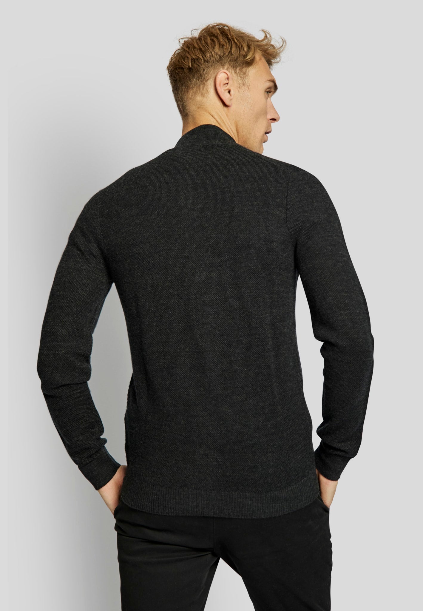 BS Conrad regular fit Stickad tröja - Charcoal