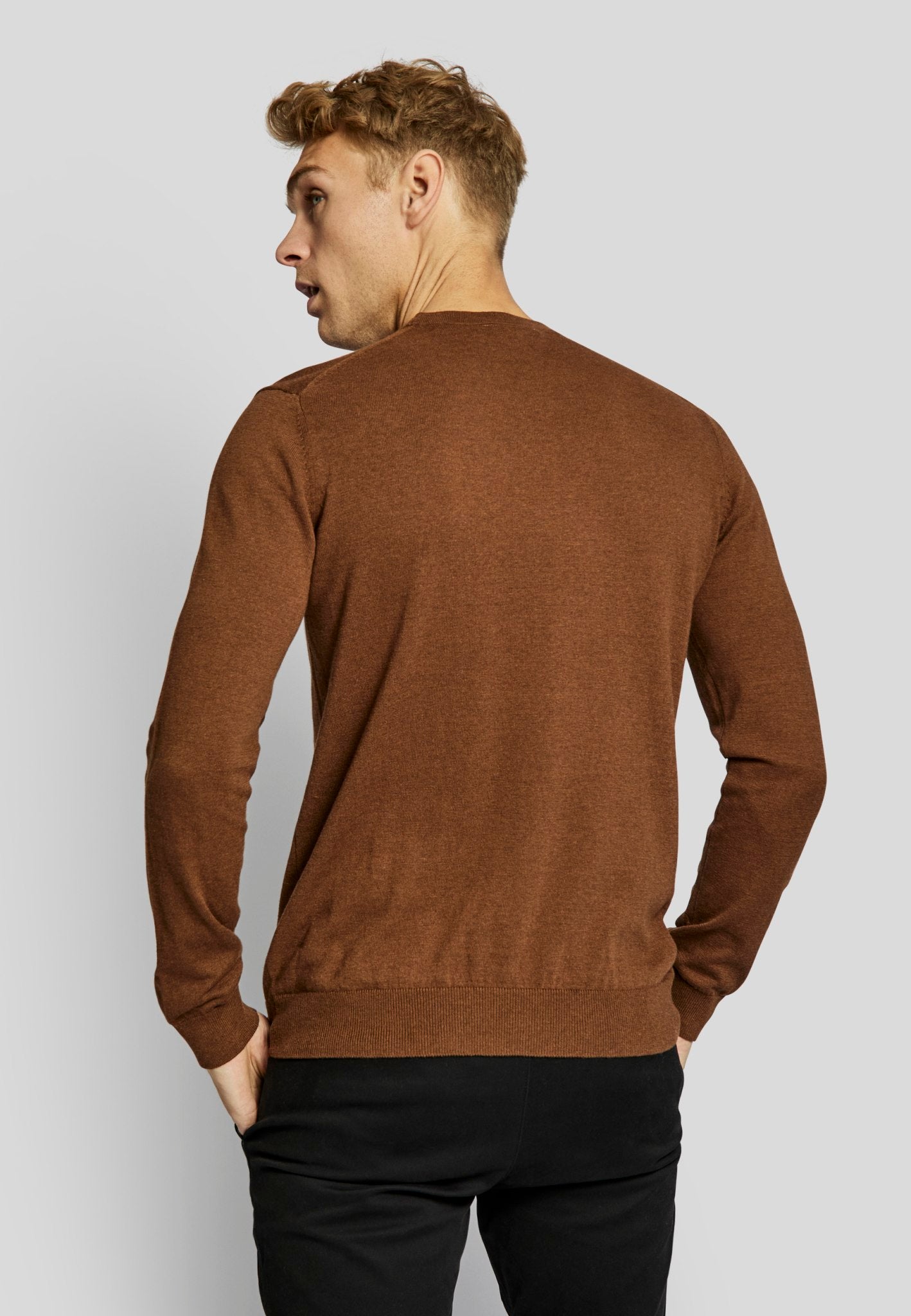BS Milas regular fit Stickad tröja - Tobacco