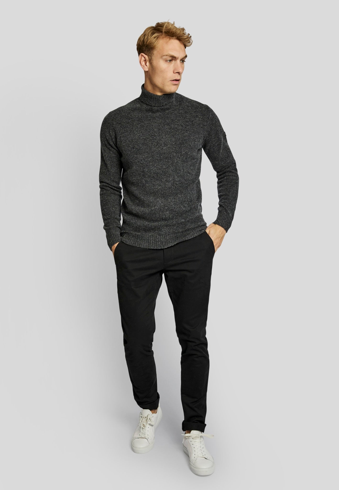 BS Villum regular fit Stickad tröja - Grå