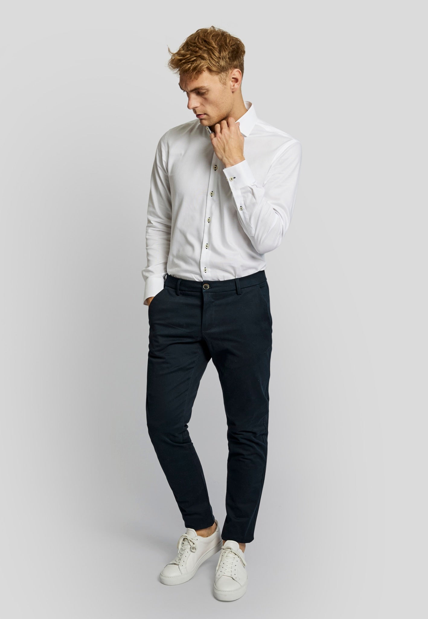 BS Oscar slim fit chinos - Marinblå