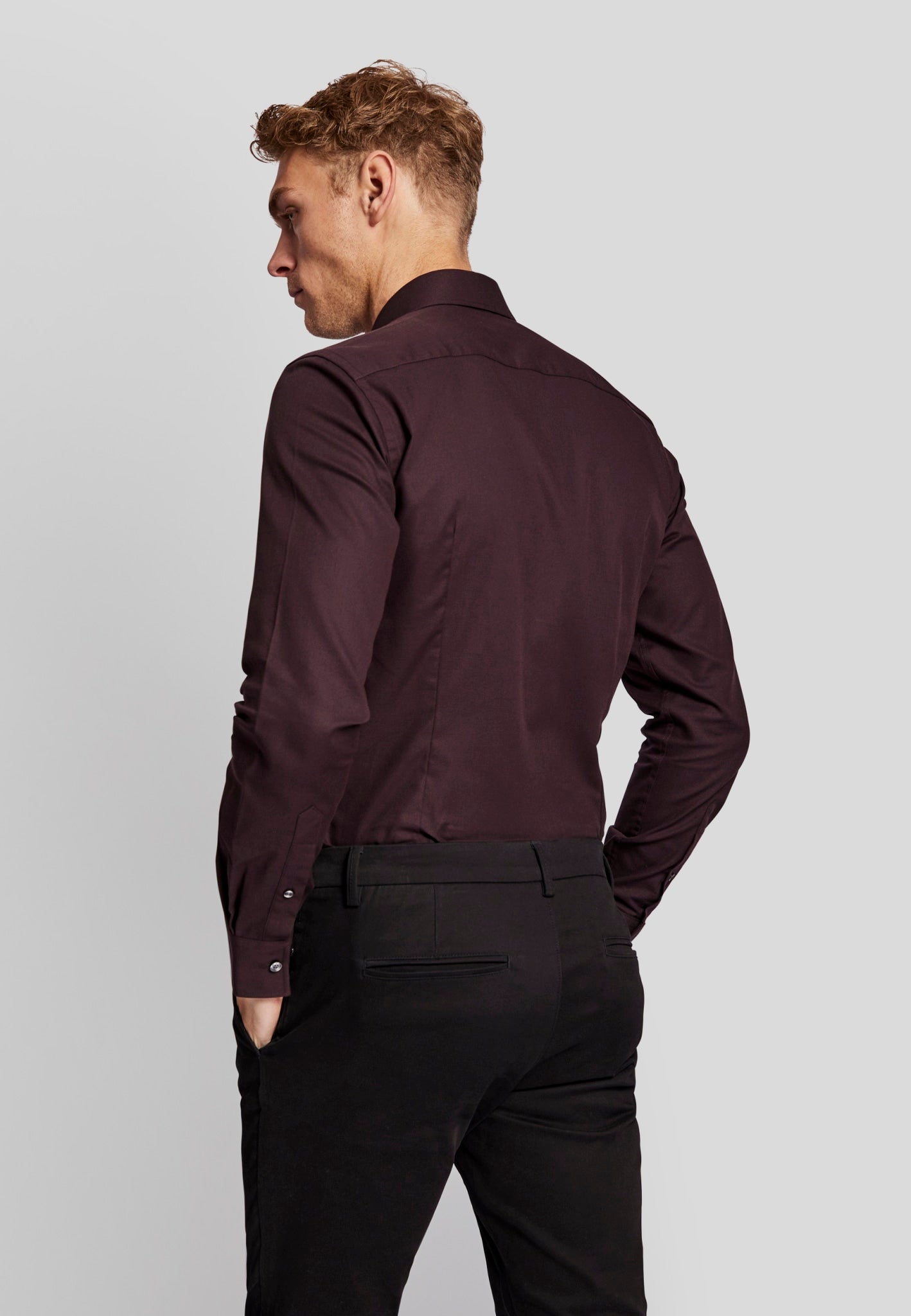 BS Denham slim fit Skjorta - Bordeaux