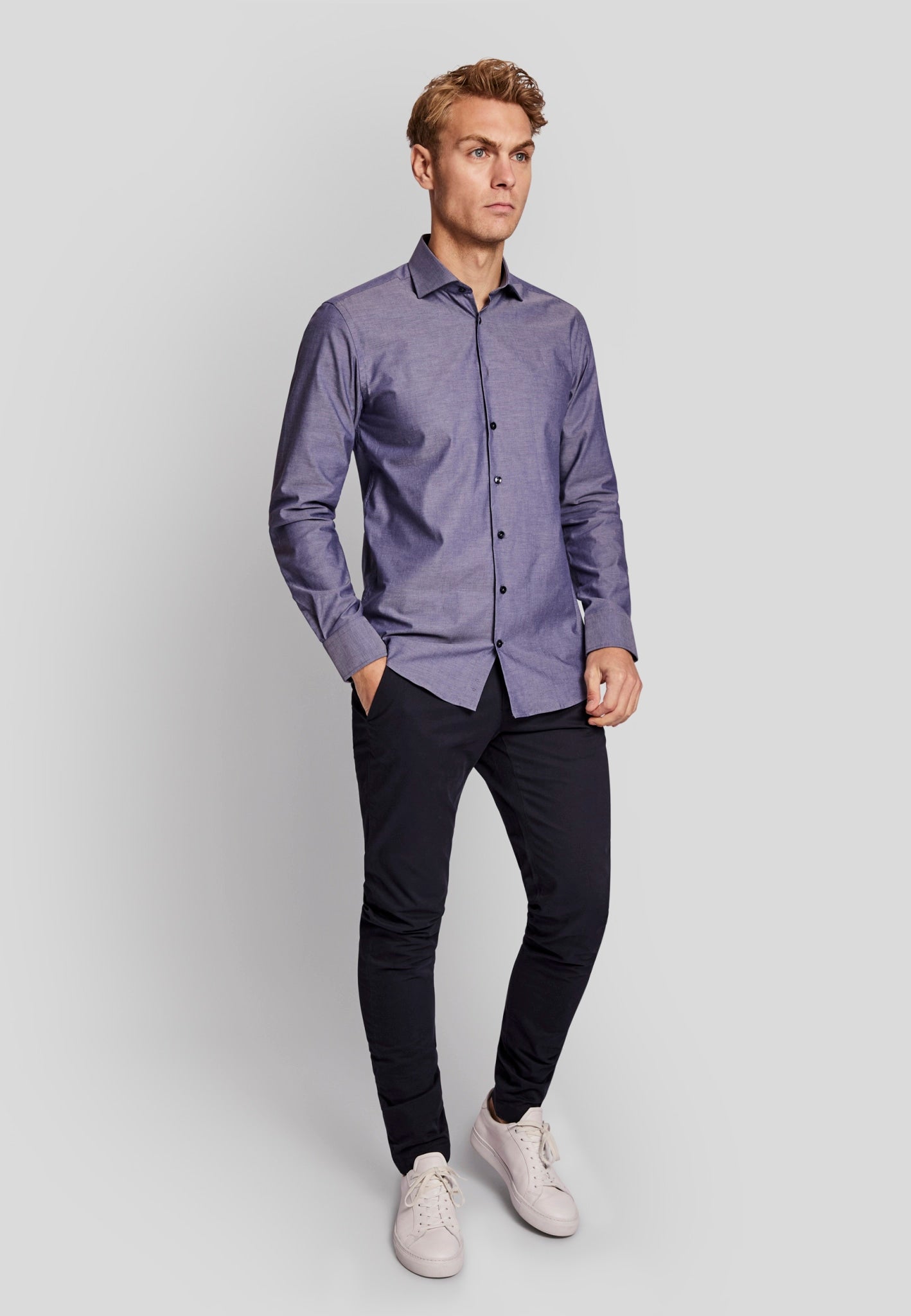 BS Dufresne slim fit Skjorta - Blue