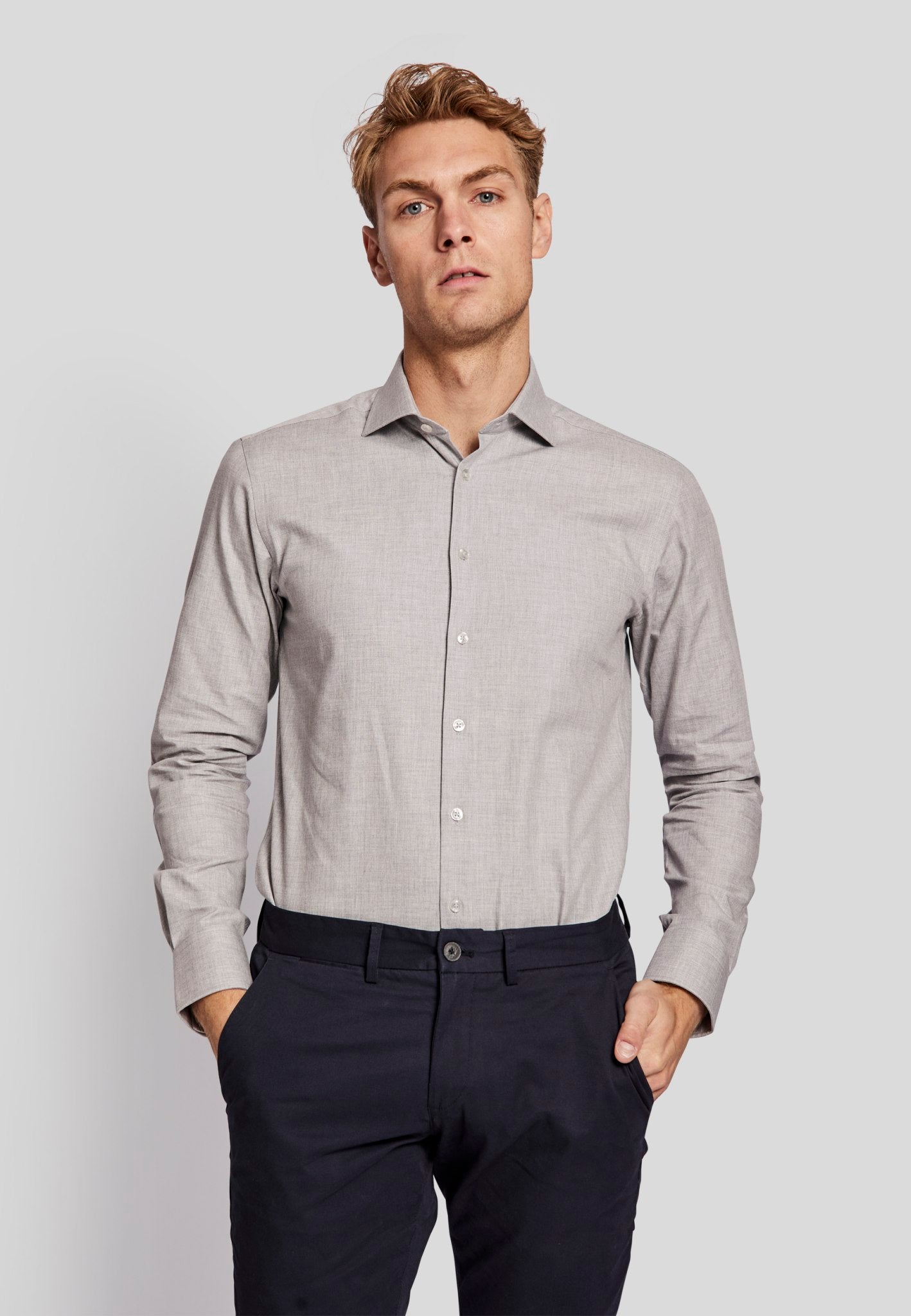 BS Lincoln slim fit Skjorta - Ljusgrå