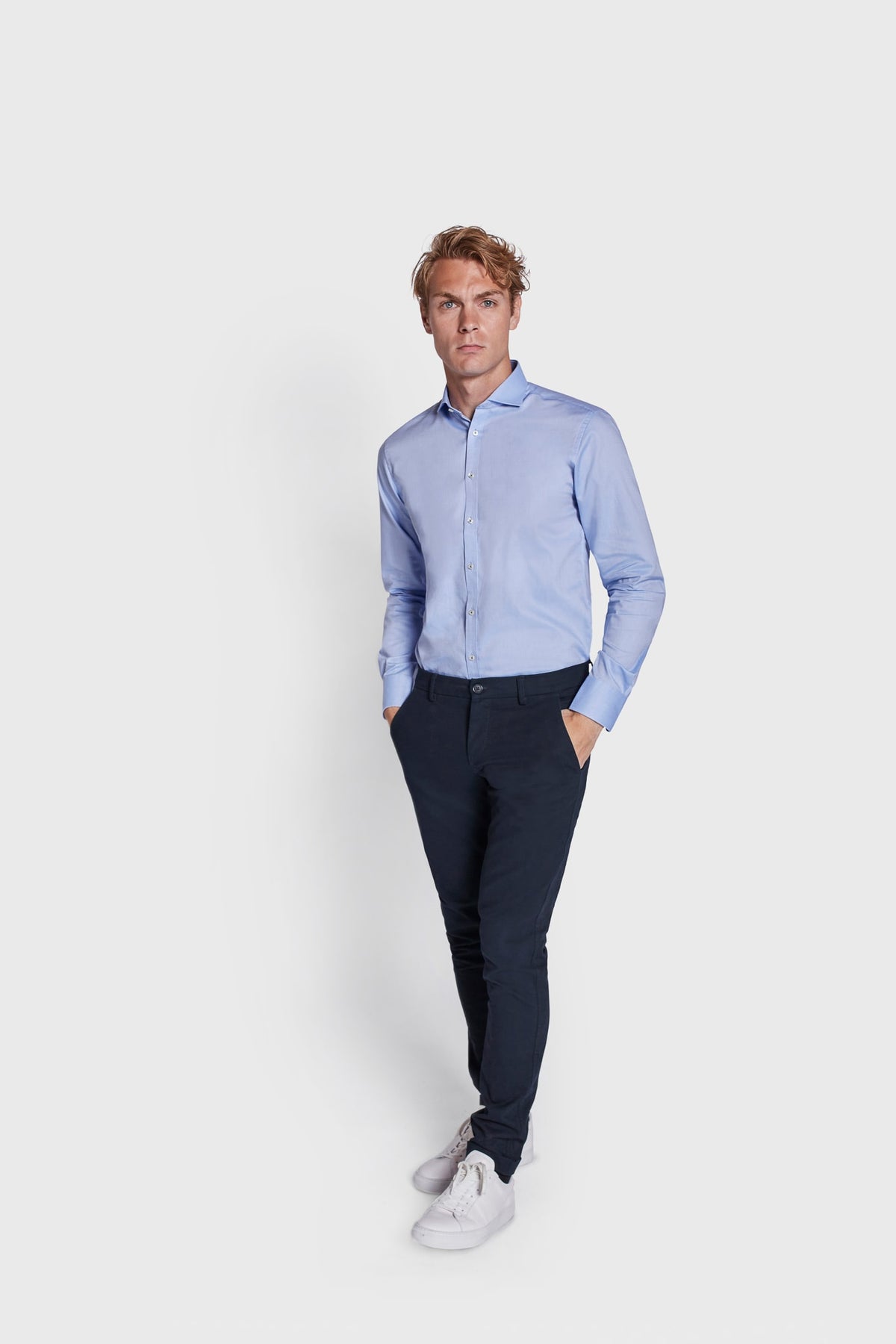 BS Finn Slim Fit Skjorta - Ljusblå