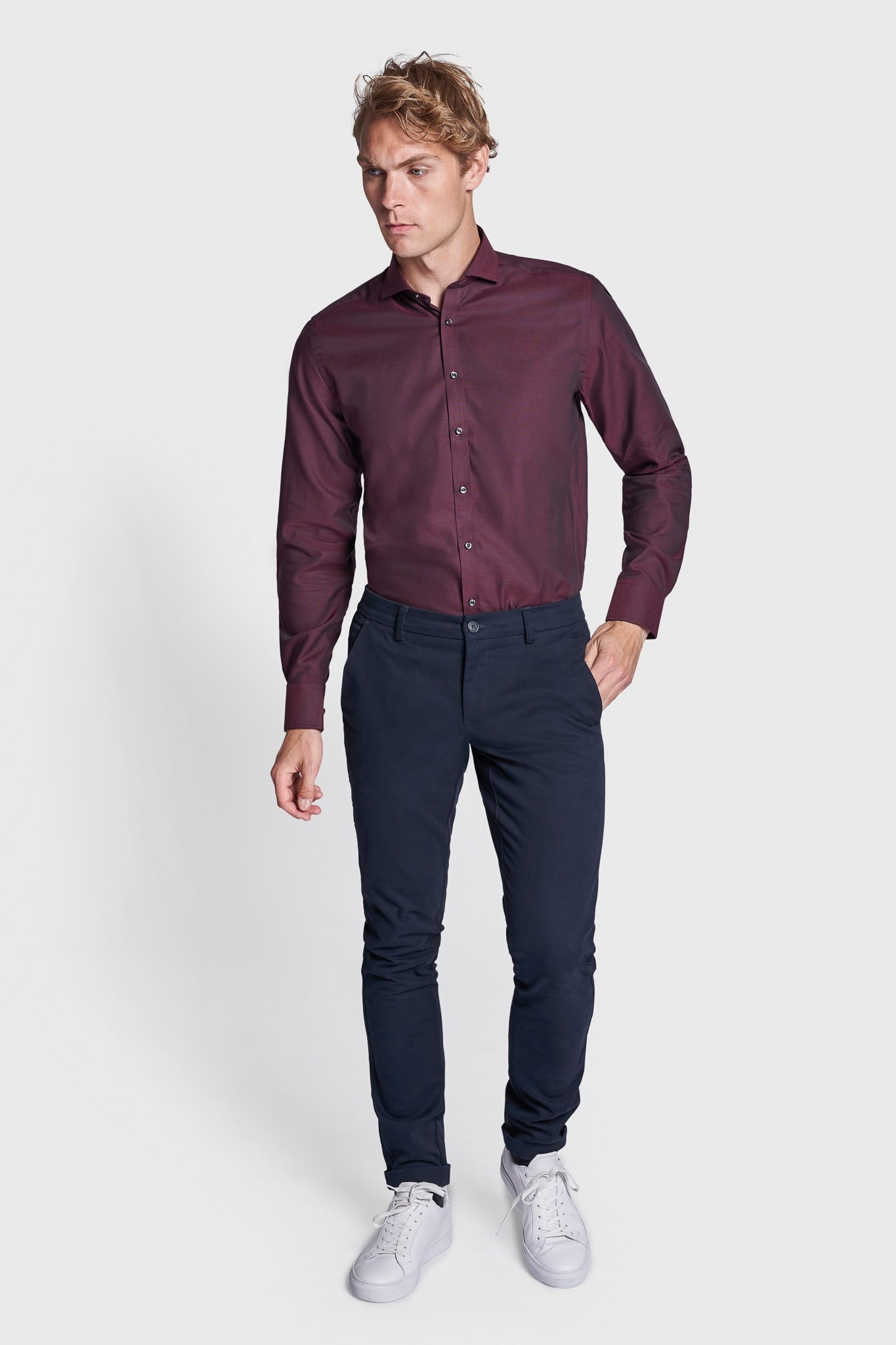 BS Fellaini Modern Fit Skjorta - Bordeaux