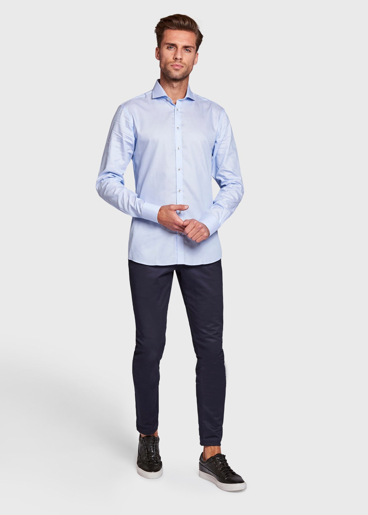 BS Lester Slim Fit Skjorta - Ljusblå