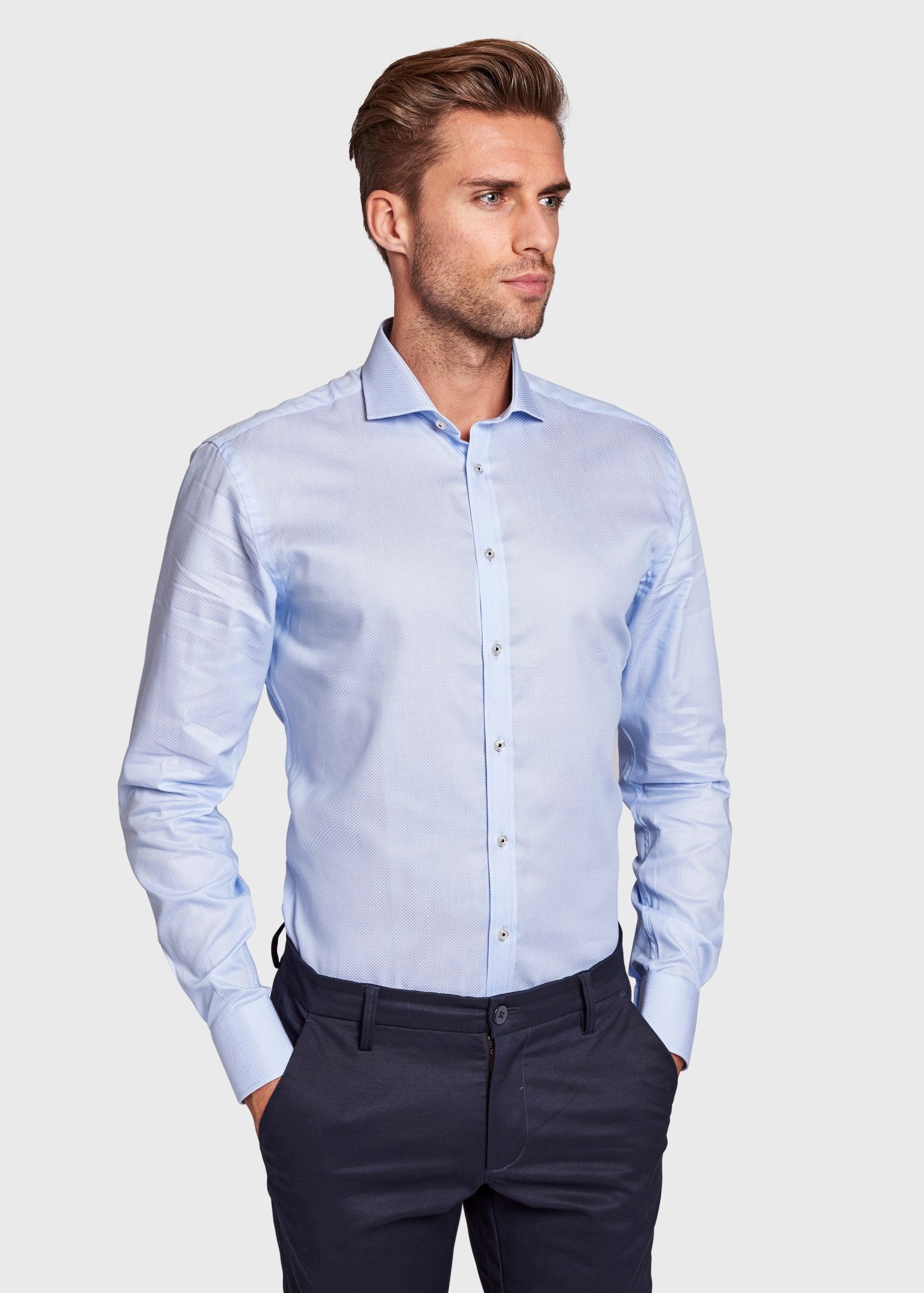 BS Lester Slim Fit Skjorta - Ljusblå