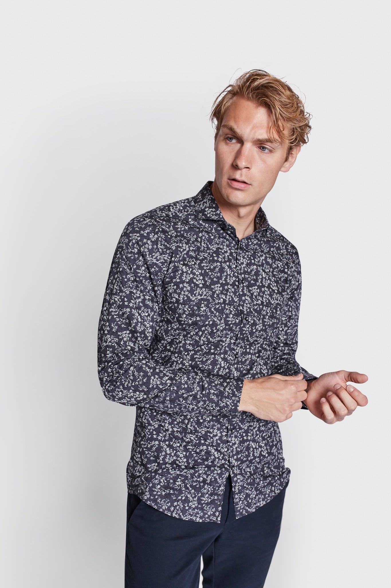 BS Jackson Slim Fit Skjorta - Marinblå