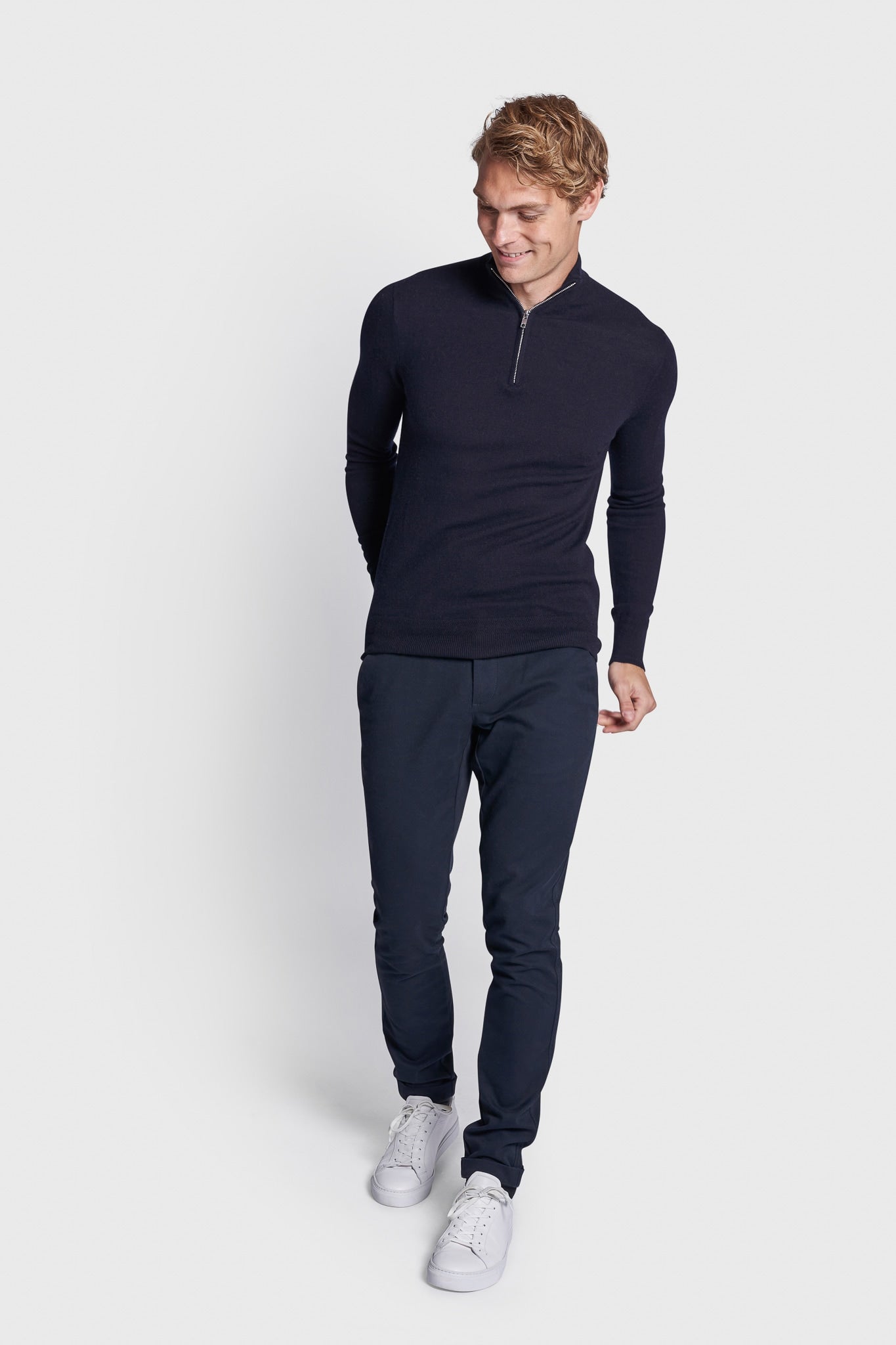 BS Paire Regular Fit Stickad Tröja - Marinblå