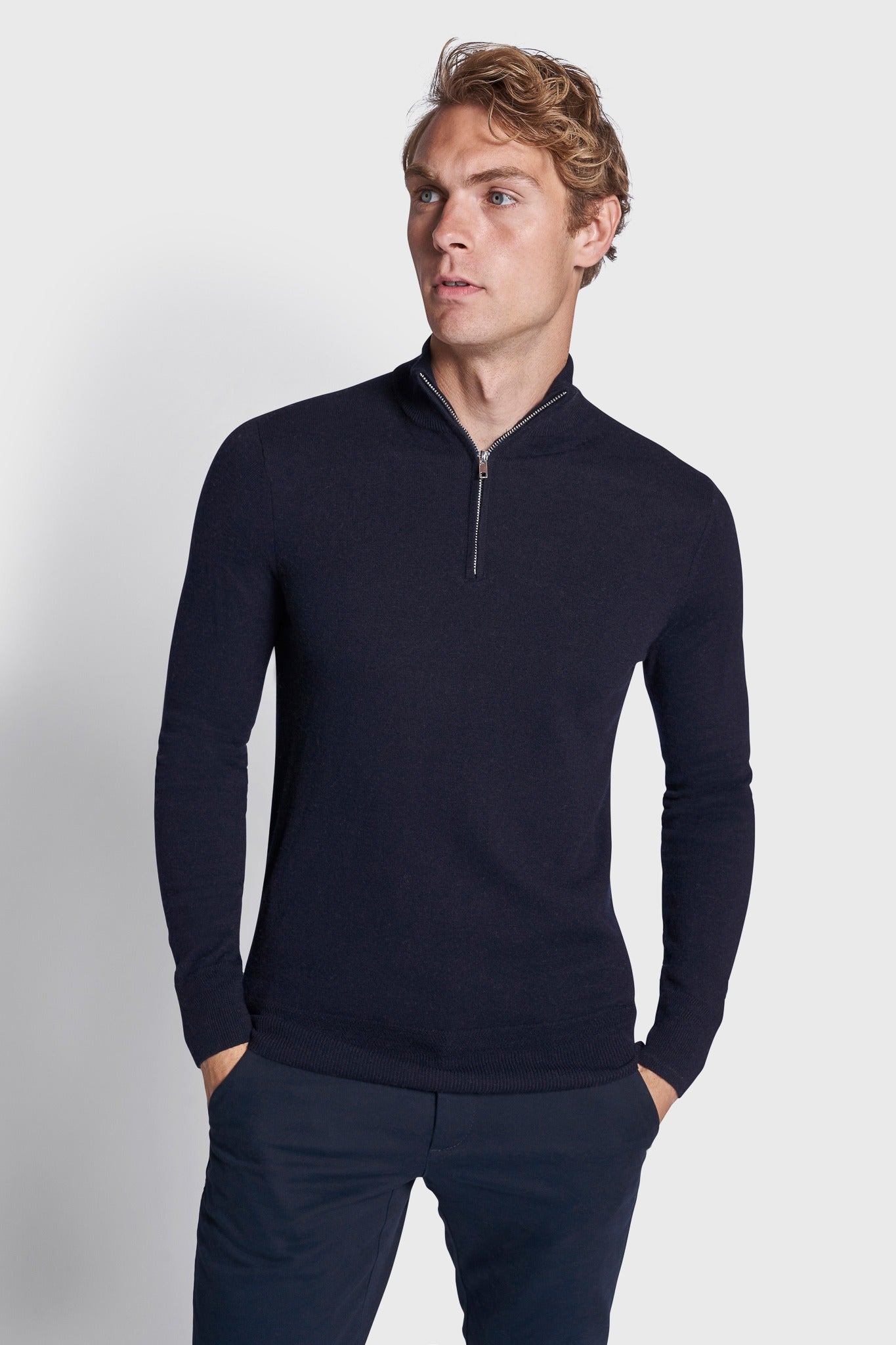 BS Paire Regular Fit Stickad Tröja - Marinblå