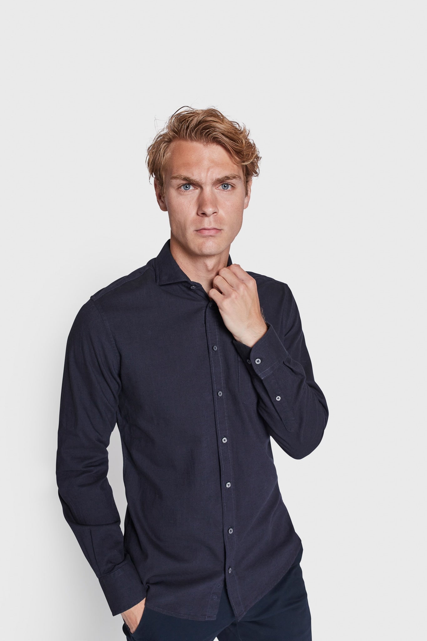 BS Sulayman Casual Slim Fit Skjorta - Marinblå