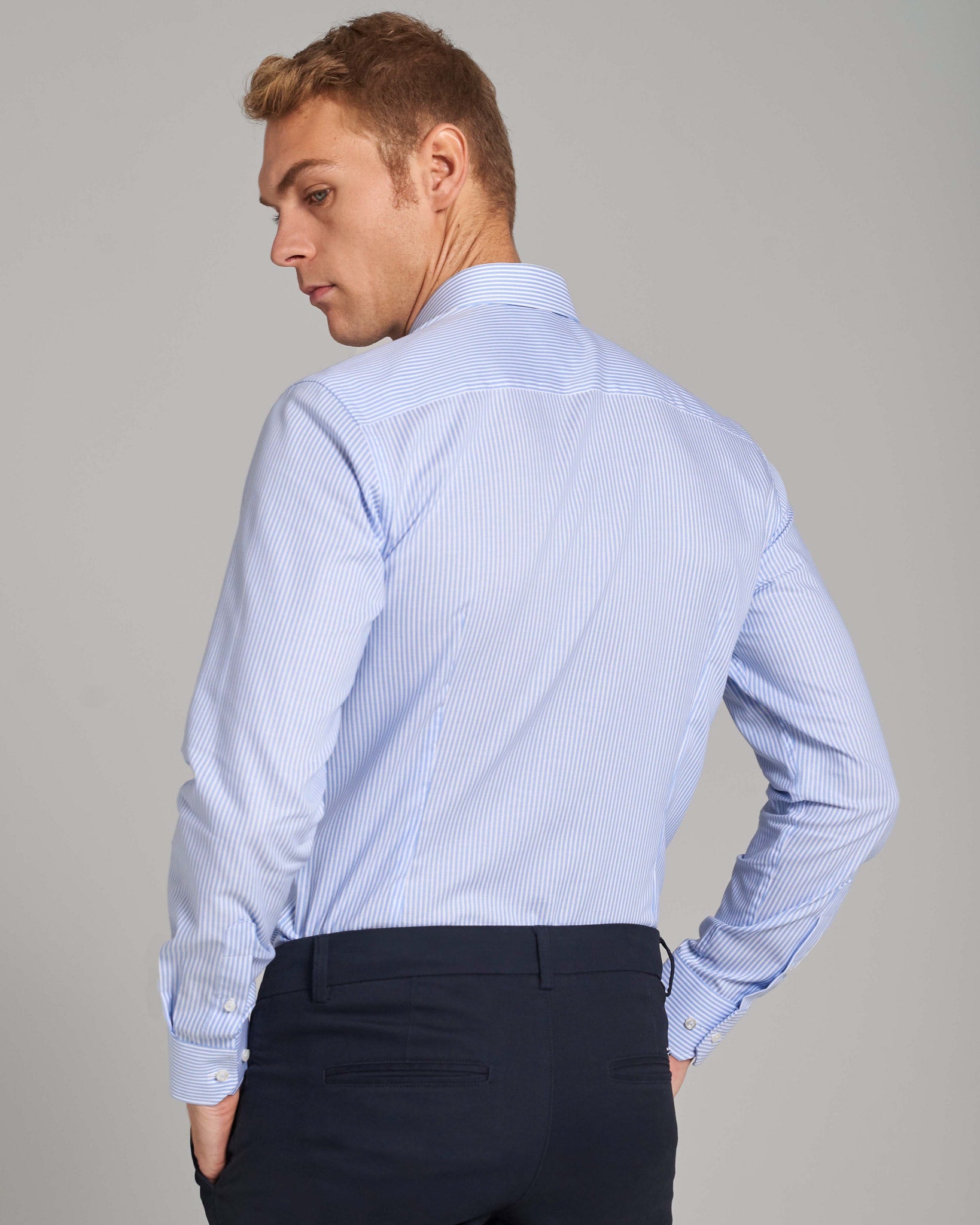 BS Batistuta Slim Fit Skjorta - Ljusblå/Vit