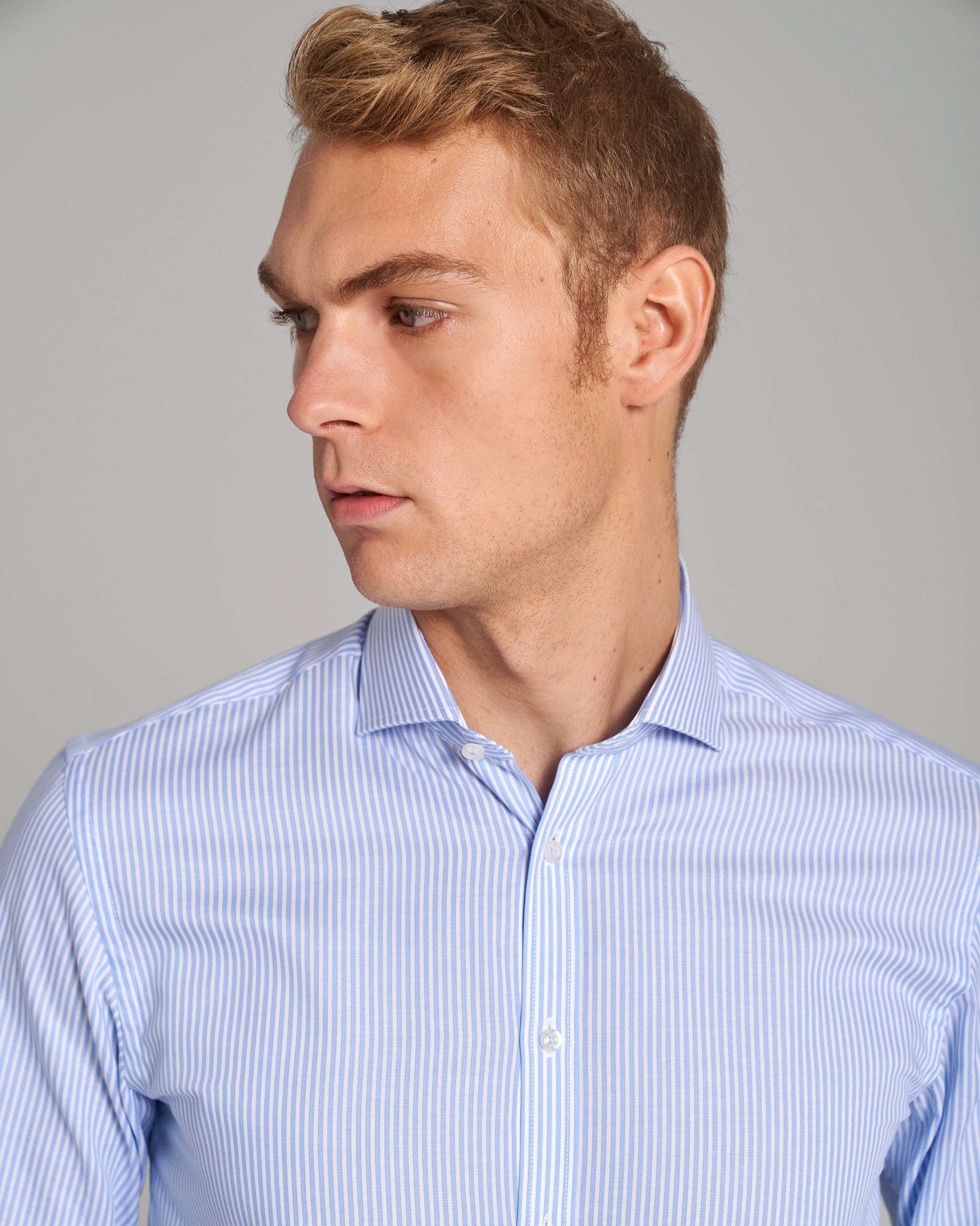 BS Batistuta Slim Fit Skjorta - Ljusblå/Vit