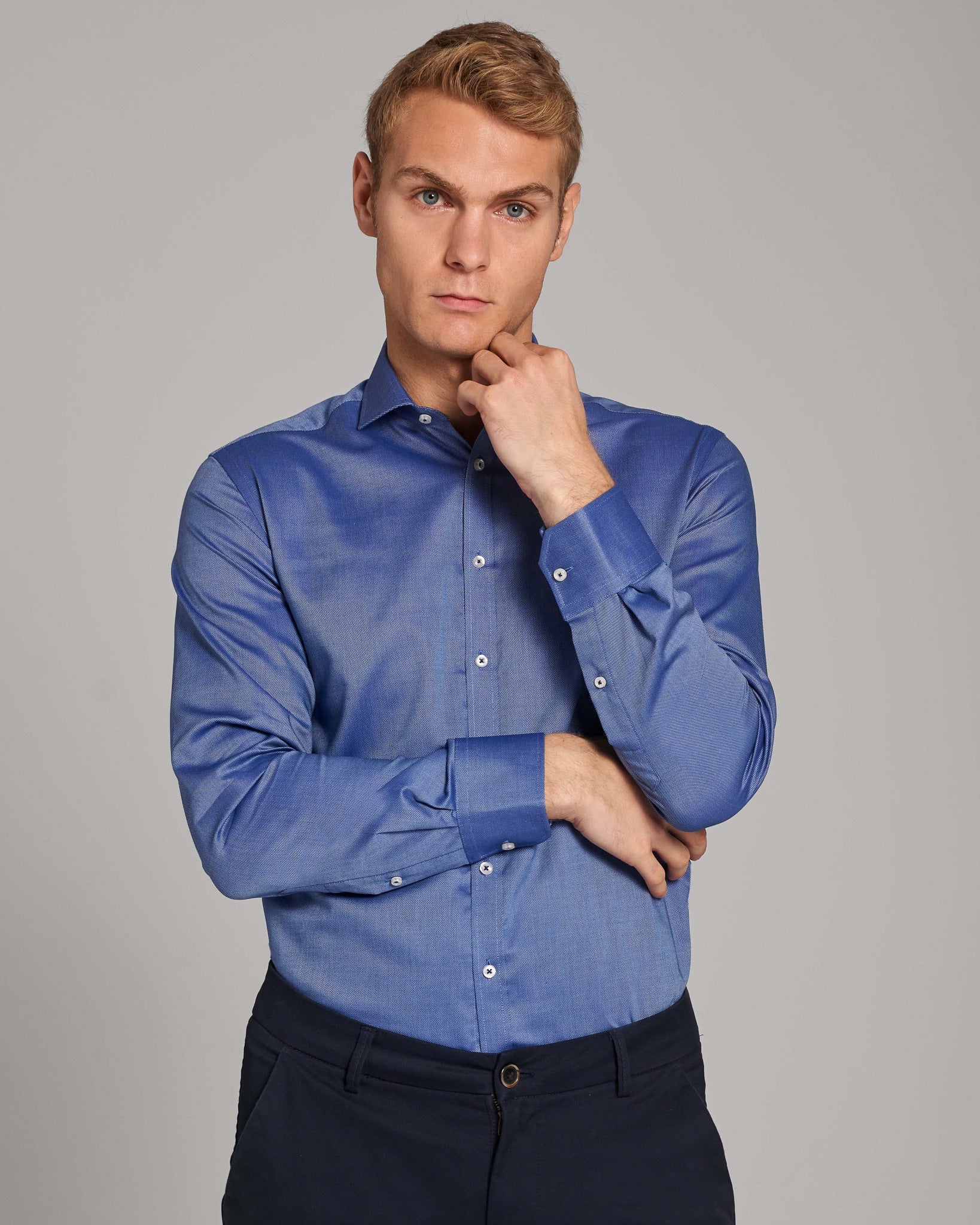 BS Klinsmann Slim Fit Skjorta - Blå