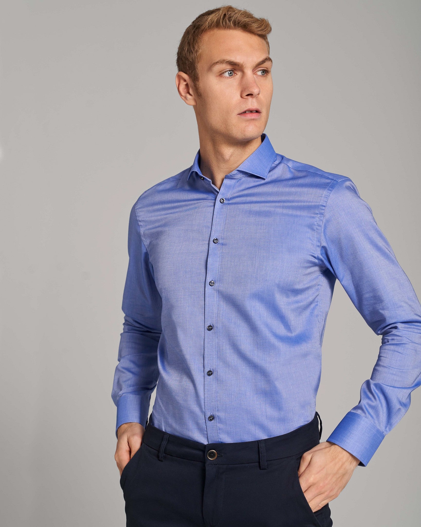 BS Matthaus Slim Fit Skjorta - Blå