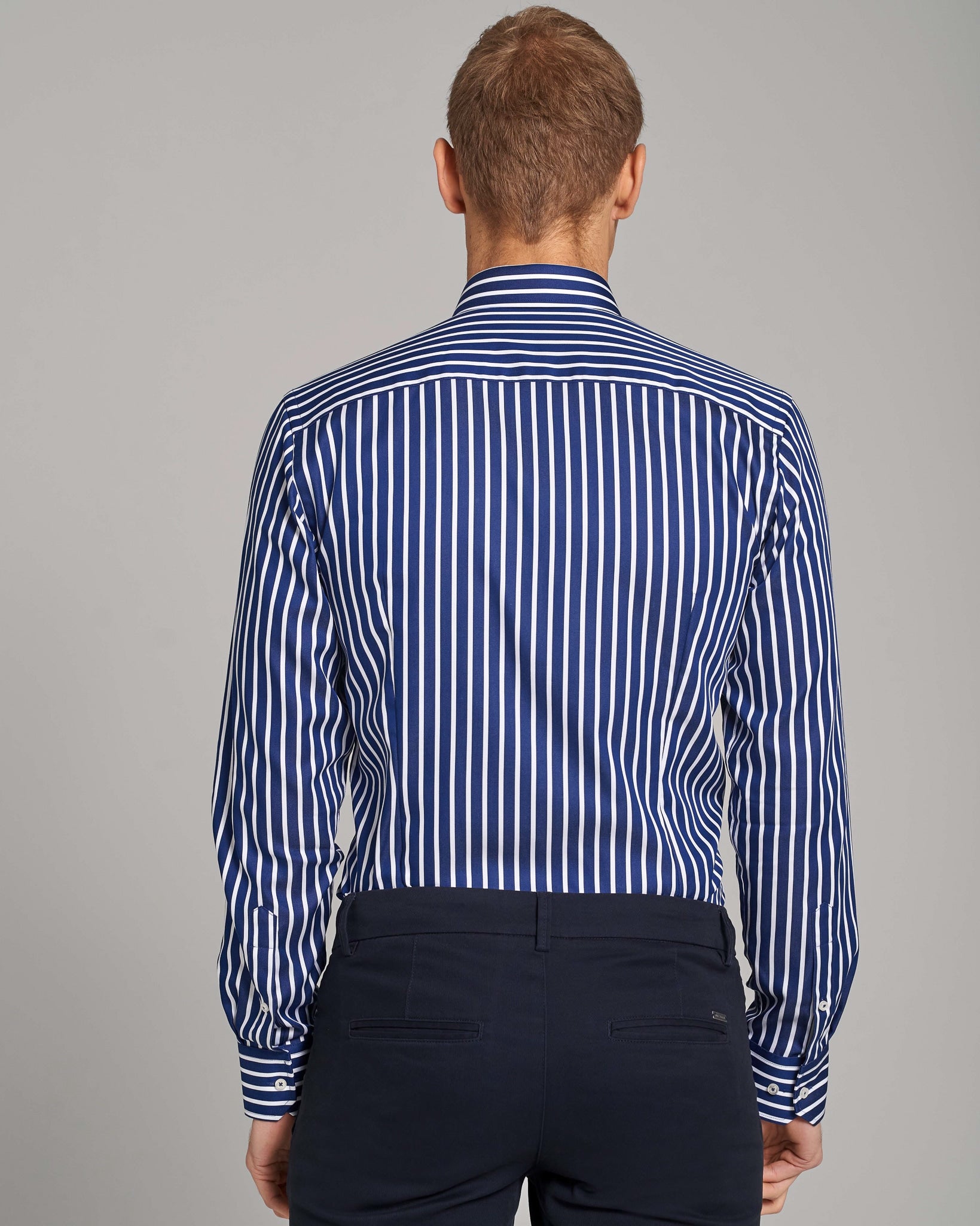 BS Patric Slim Fit Skjorta - Dark Blue/White