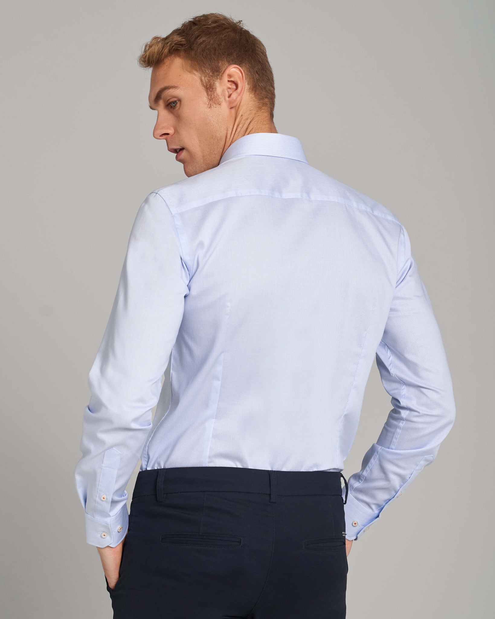 BS Scholes Slim Fit Skjorta - Ljusblå