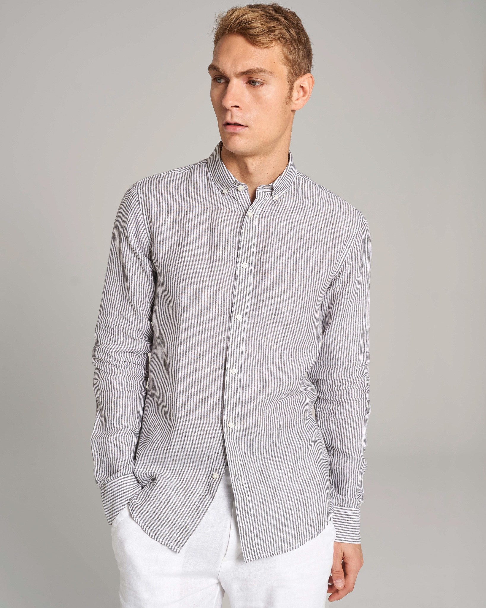 BS Bottas Casual Slim Fit Skjorta - Army/White