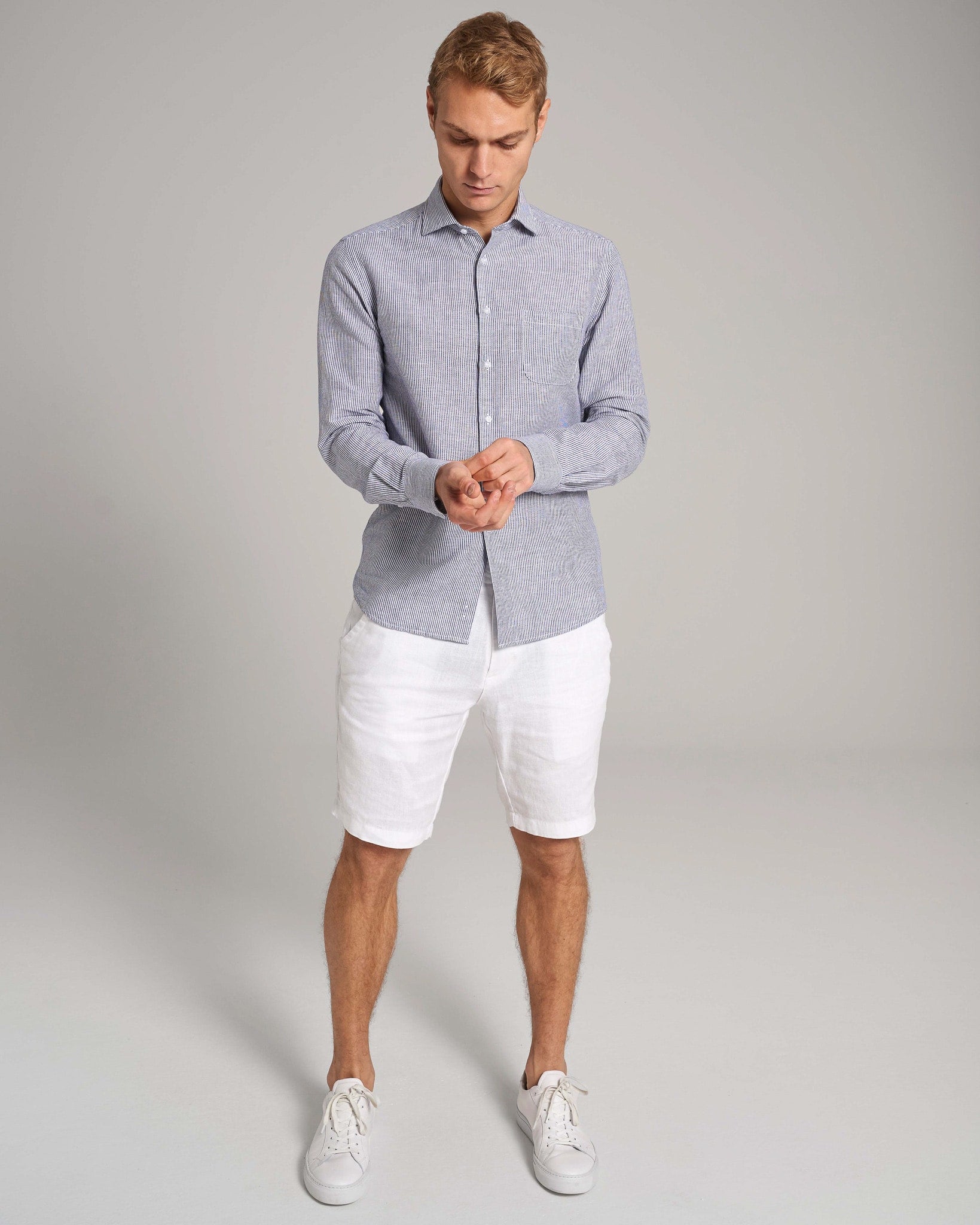 BS Alonso Casual Slim Fit Skjorta - Blå/vit