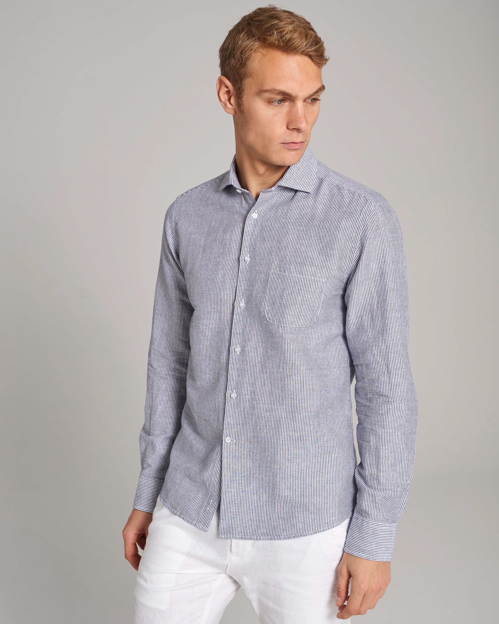 BS Alonso Casual Slim Fit Skjorta - Blå/vit