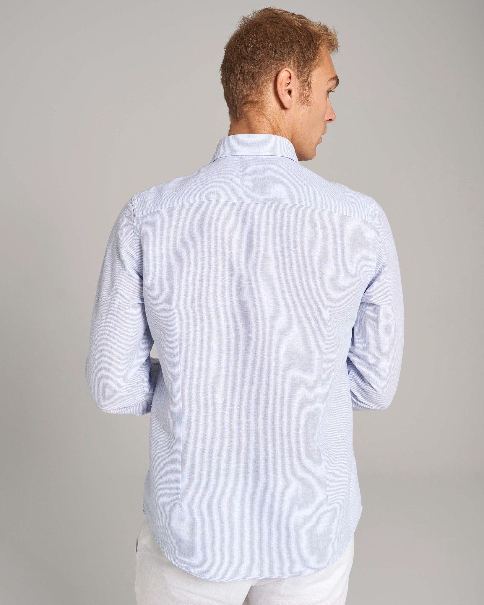 BS Alonso Casual Slim Fit Skjorta - Ljusblå/Vit