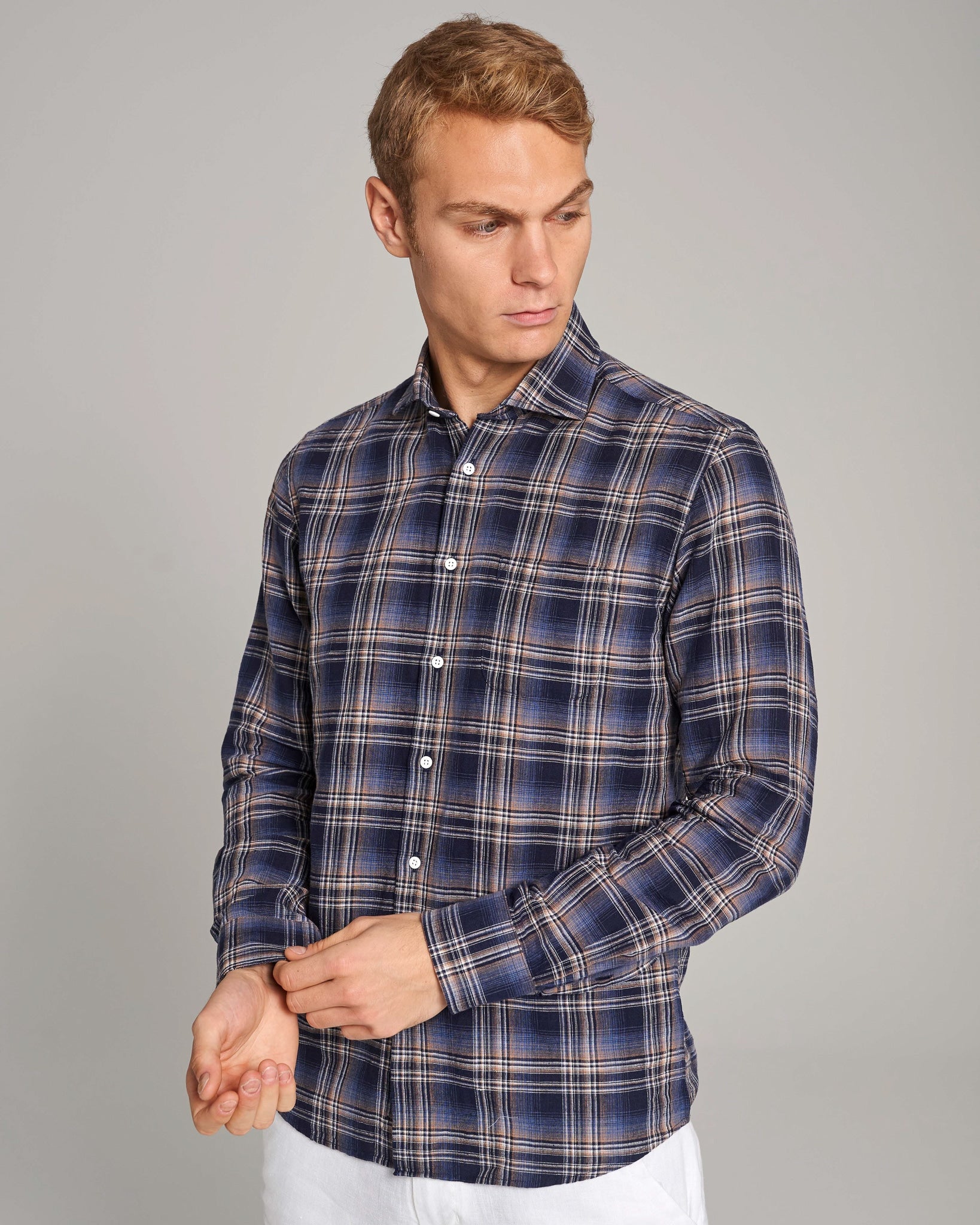 BS Gasly Casual Slim Fit Skjorta - Dark Blue