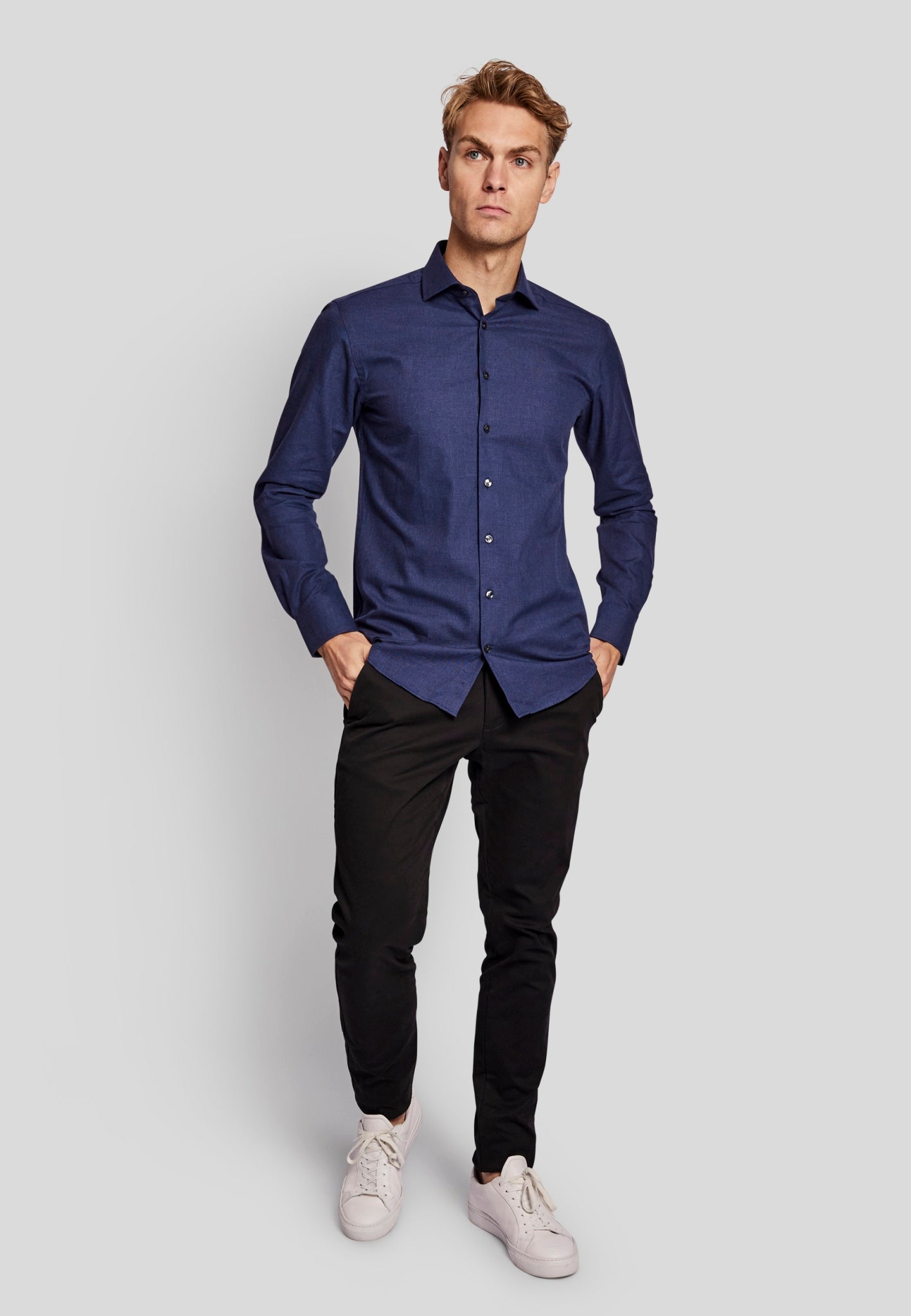 BS Baldini modern fit Skjorta - Dark Blue