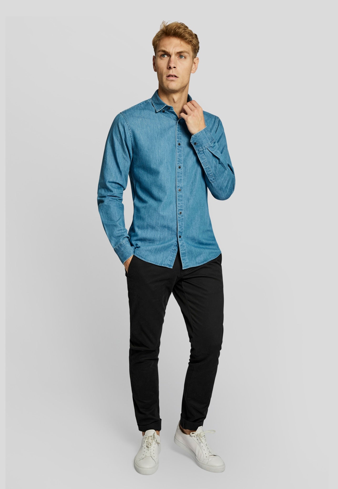 BS Elverum casual slim fit Skjorta - Blå