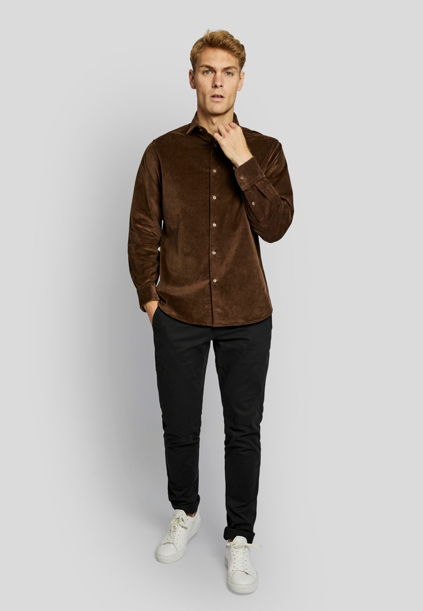 BS Kongsberg casual slim fit skjorta - Brun