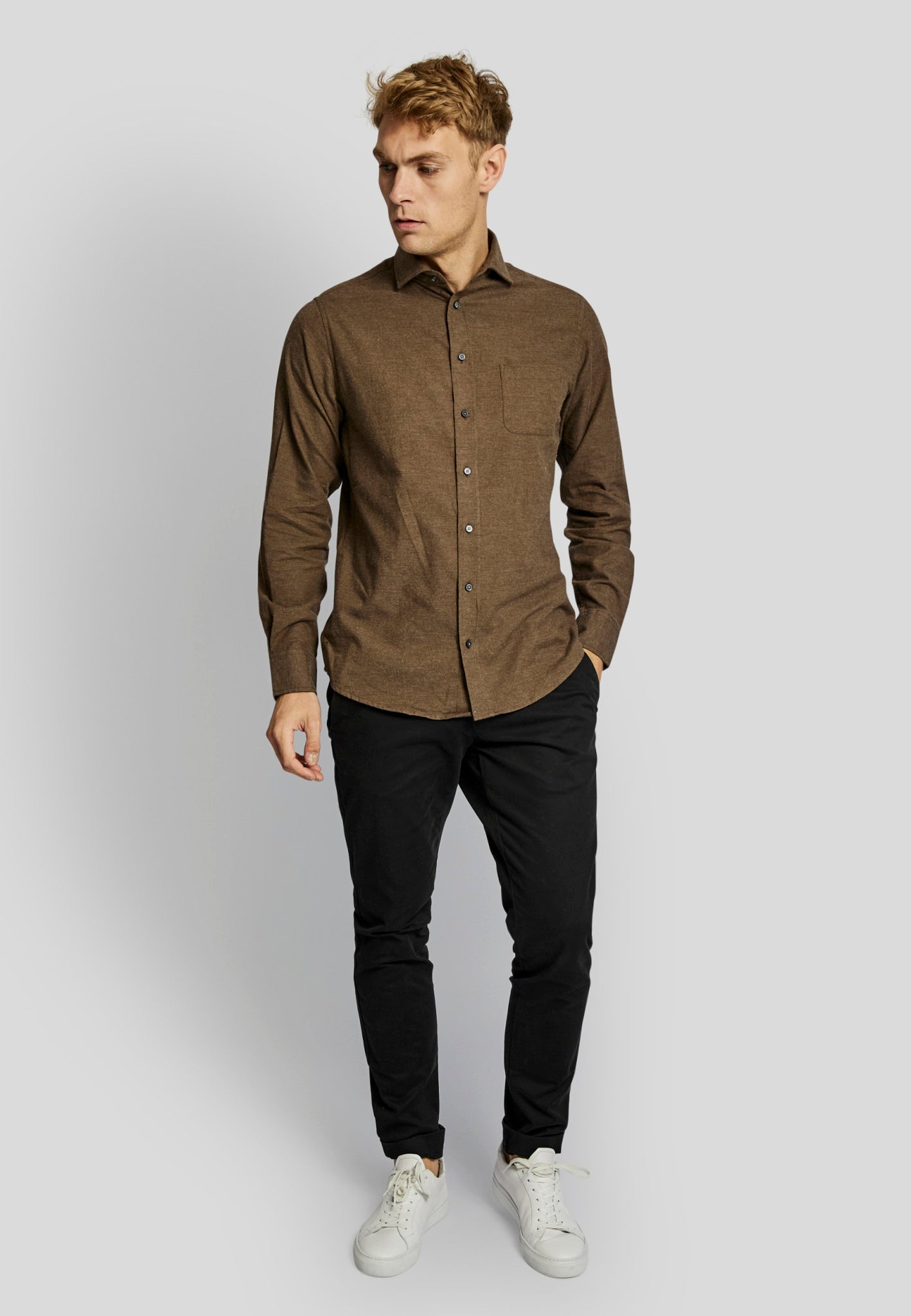 BS Halden casual slim fit skjorta - Brun