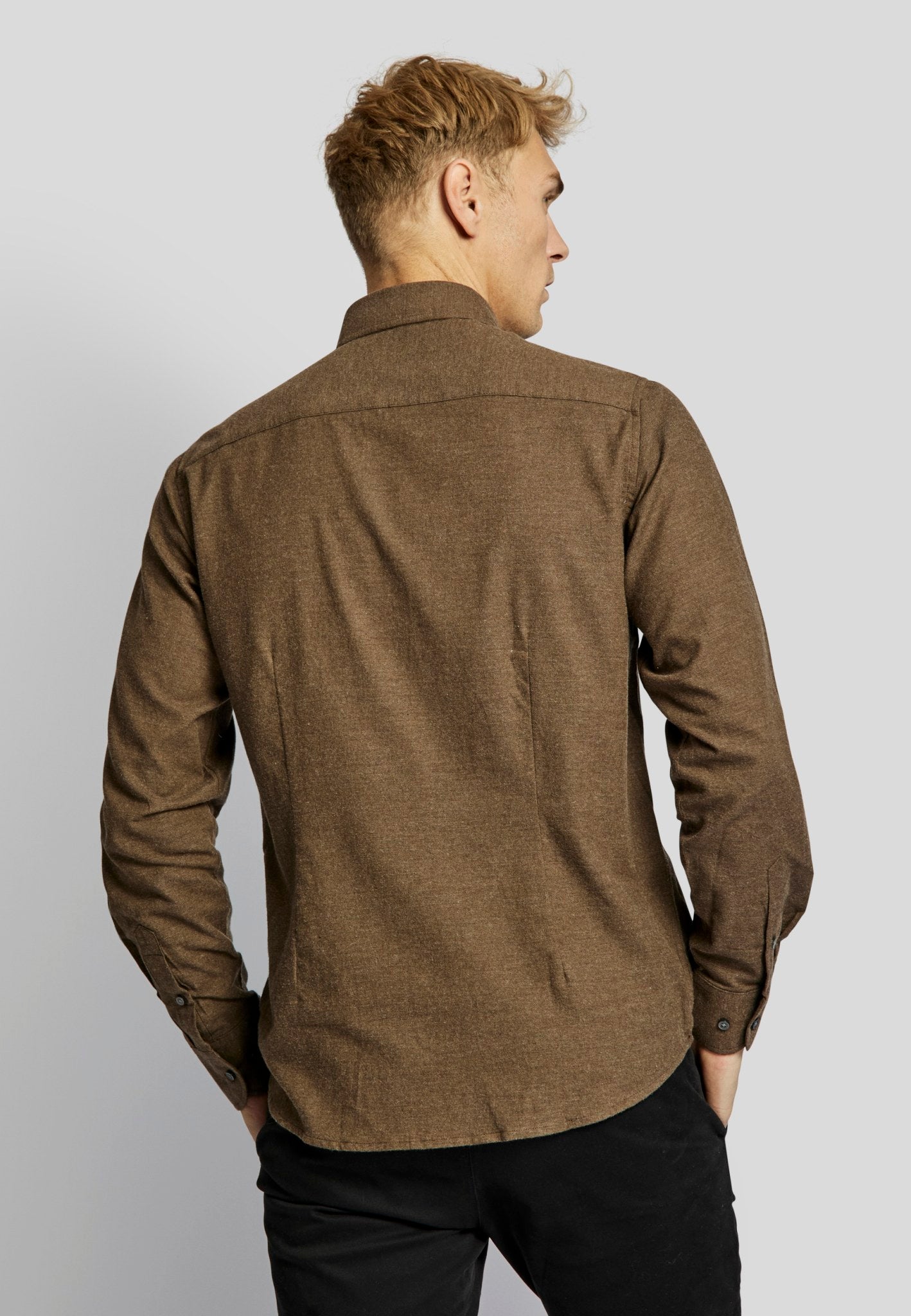 BS Halden casual slim fit skjorta - Brun