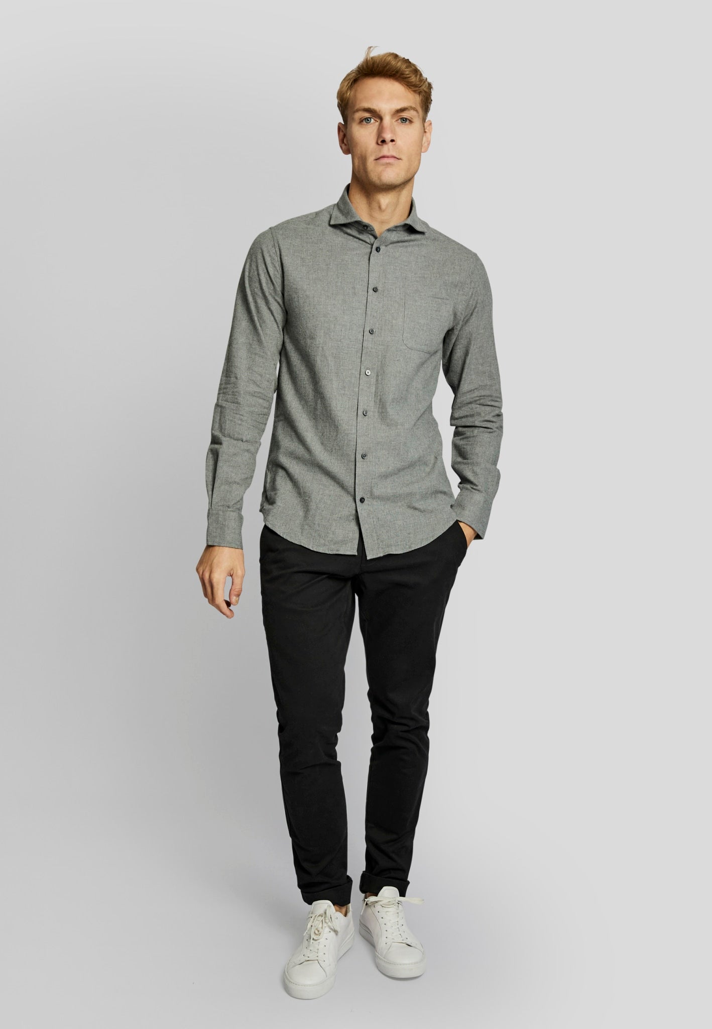 BS Halden casual slim fit skjorta – Grey
