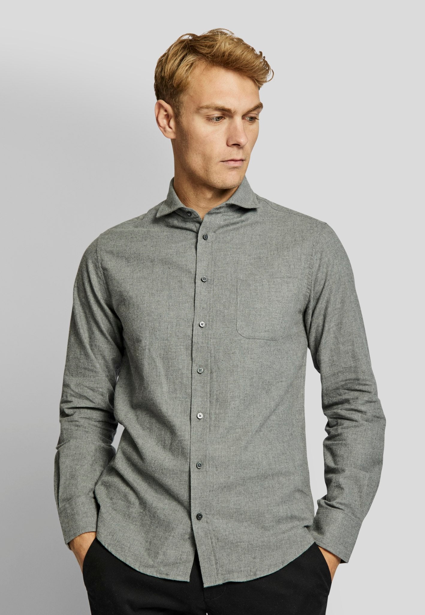 BS Halden casual slim fit skjorta – Grey