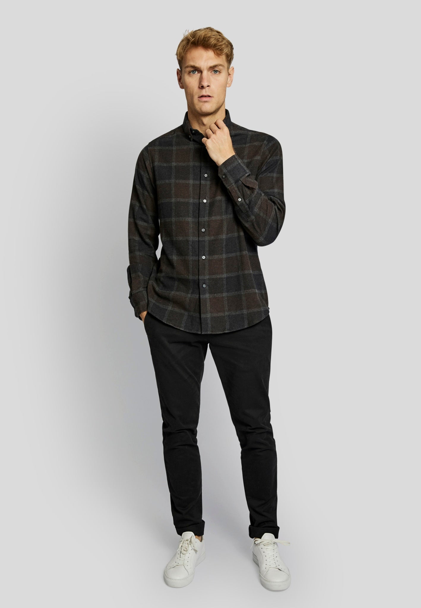 BS Asker casual slim fit Skjorta - Charcoal