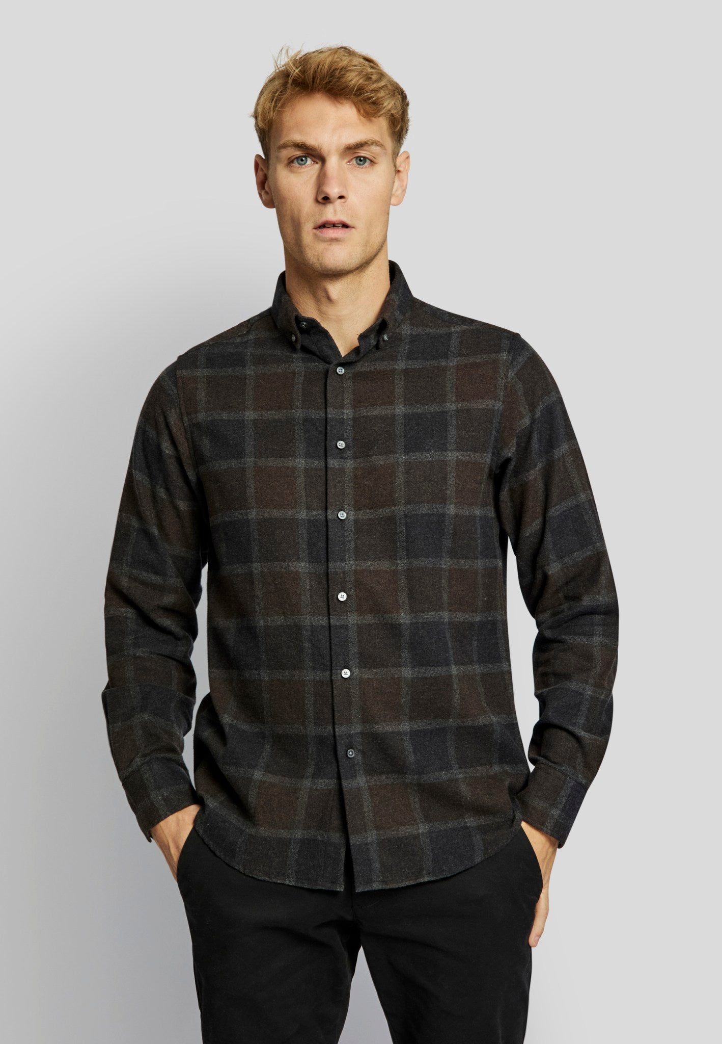 BS Asker casual slim fit Skjorta - Charcoal
