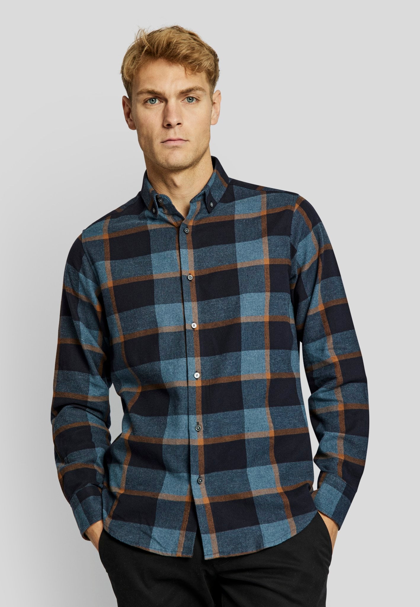 BS Lillestrøm casual slim fit skjorta - Mörkblå